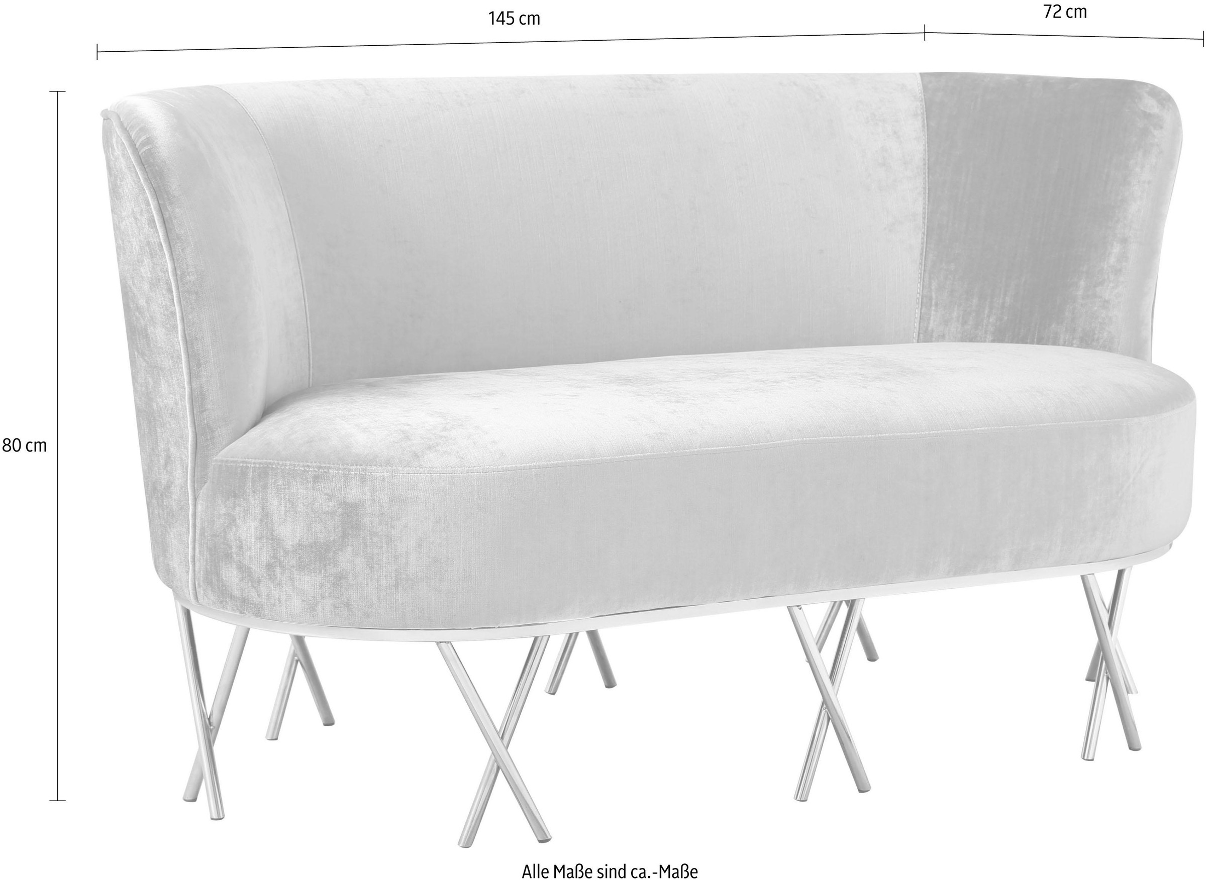 Leonique Sofa »Scarlett«, Sofa/Bank, rosa Velours, Chromfüße, Design, 145x72x80
