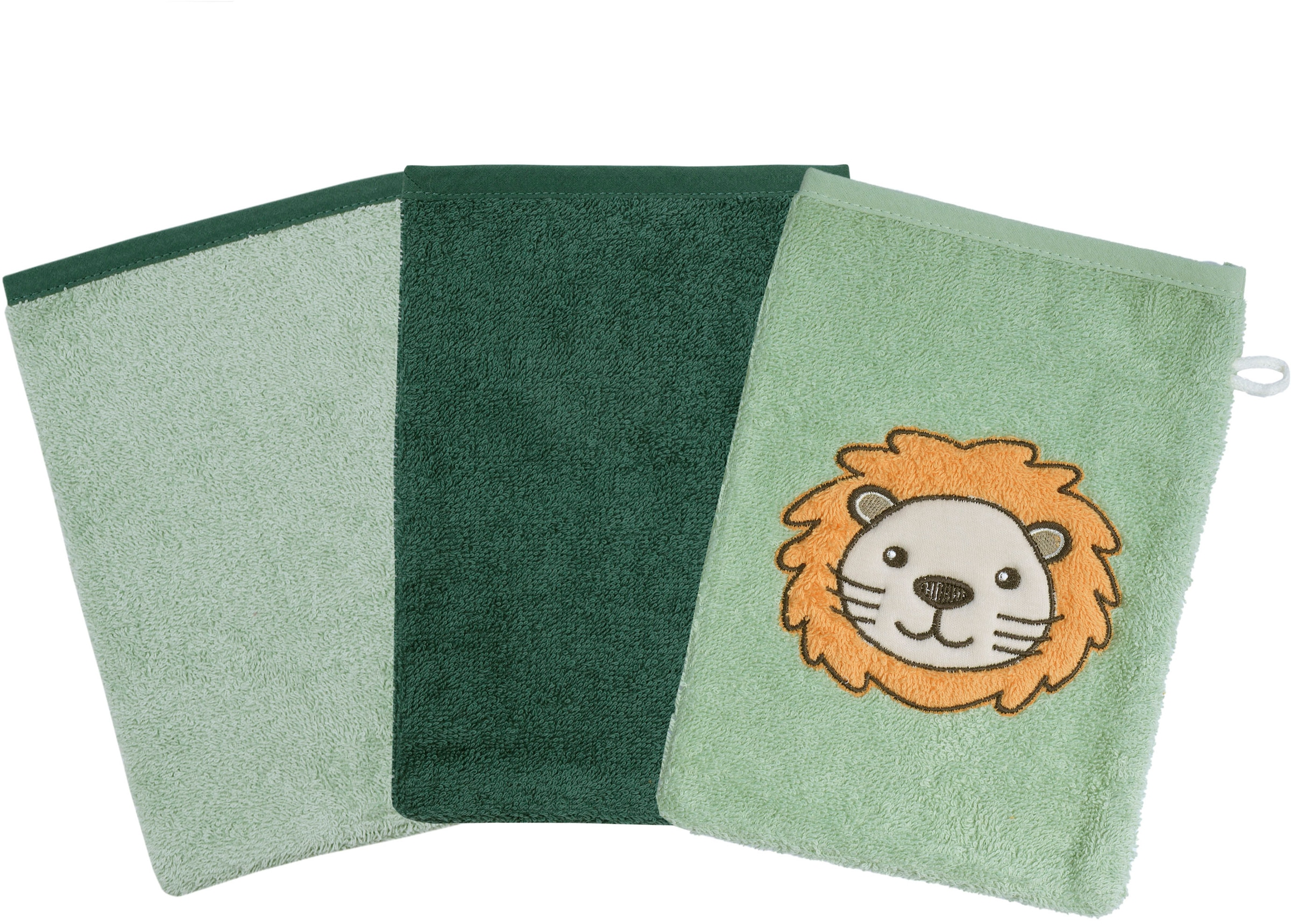 Wörner Waschhandschuh "Löwe" 3er-Set, mit Stickerei günstig online kaufen
