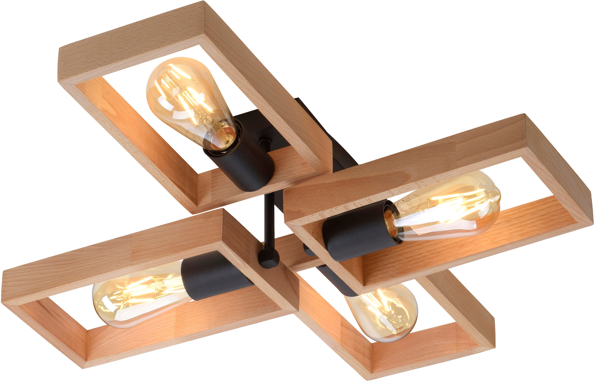 »Nohen«, geeignet (Akazienholz), Home Holz Leuchtmittel für E27 Deckenlampe | Deckenleuchte BAUR 4 affaire flammig-flammig, aus