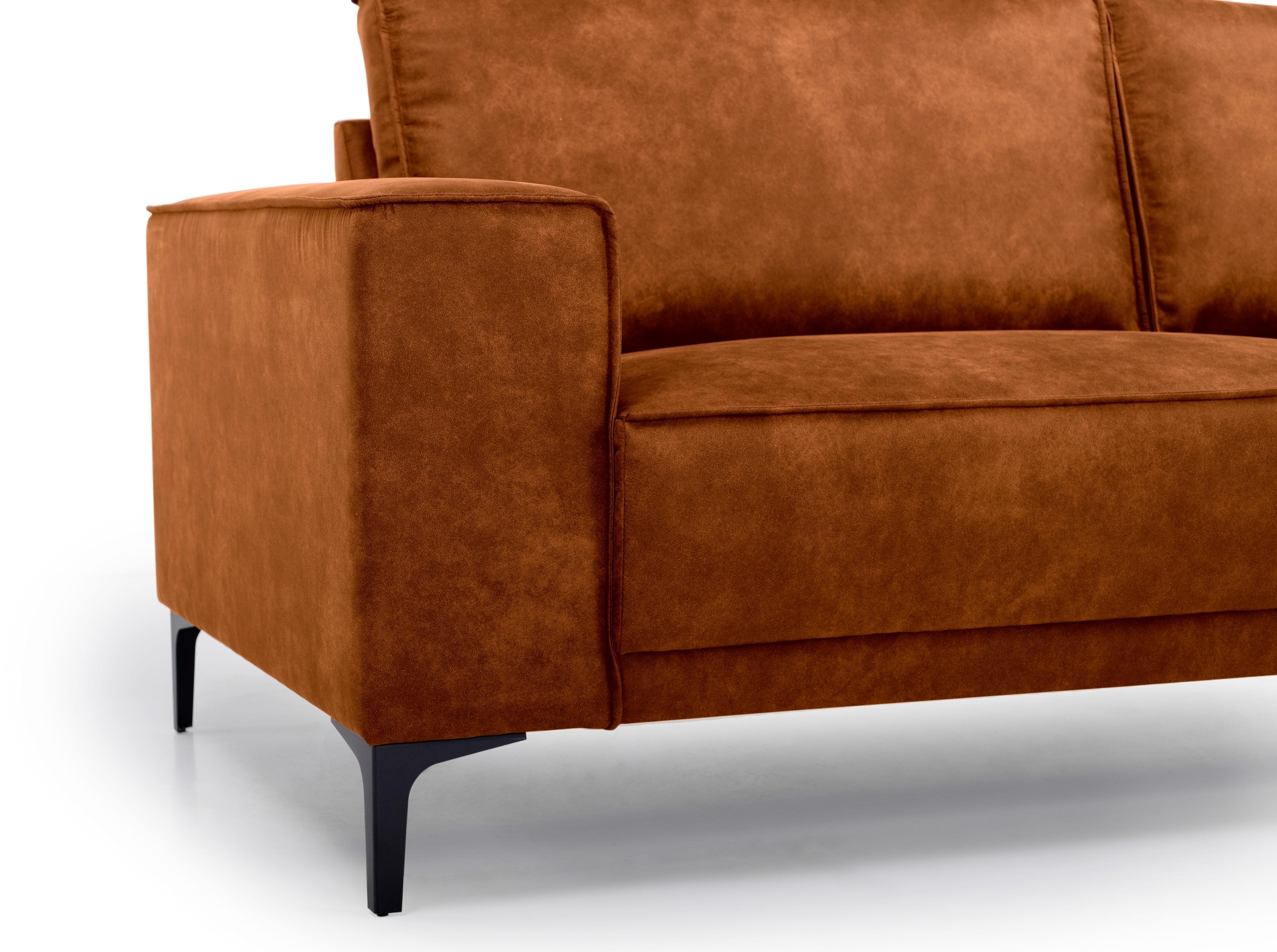 Places of Style Wohnlandschaft »XXL Sofa Oland, Struktur, Flachgewebe, Luxus-Microfaser, Boucle«, U-Form, 342 cm, Wellenunterfederung, Skandi-Design, Metallfüße