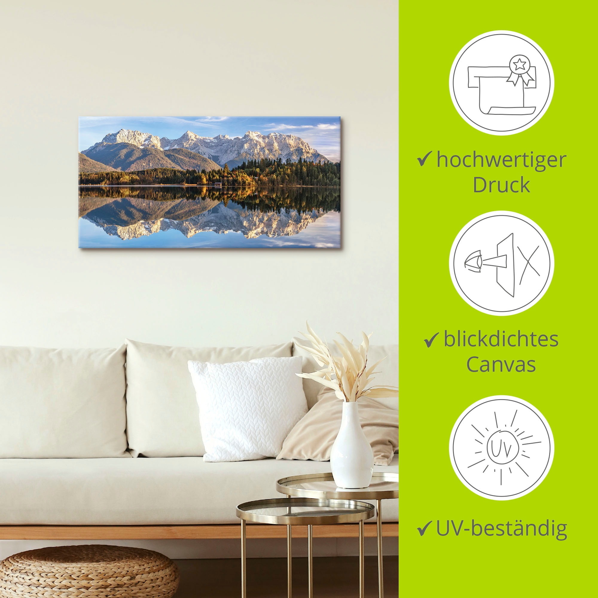 Artland Wandbild »Karwendelblick am Barmsee«, Berge & Alpenbilder, (1 St.), als Leinwandbild, Wandaufkleber in verschied. Größen