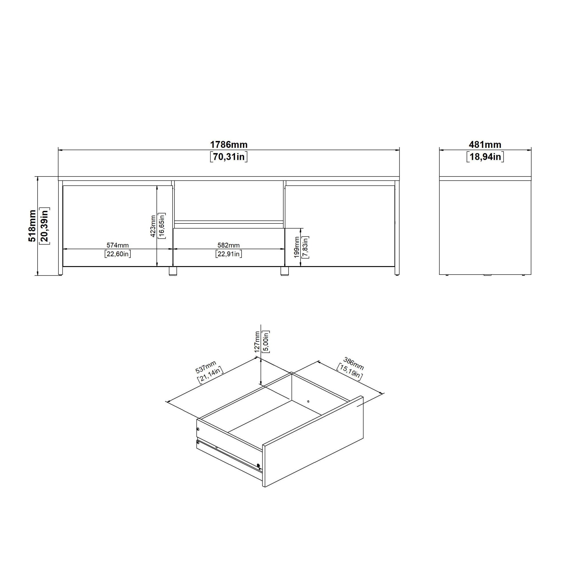 INOSIGN TV-Board »Next TV-Möbel, Mediamöbel,«, 2 Türen, 1 Schublade, Breite 178 cm, Höhe 52 cm