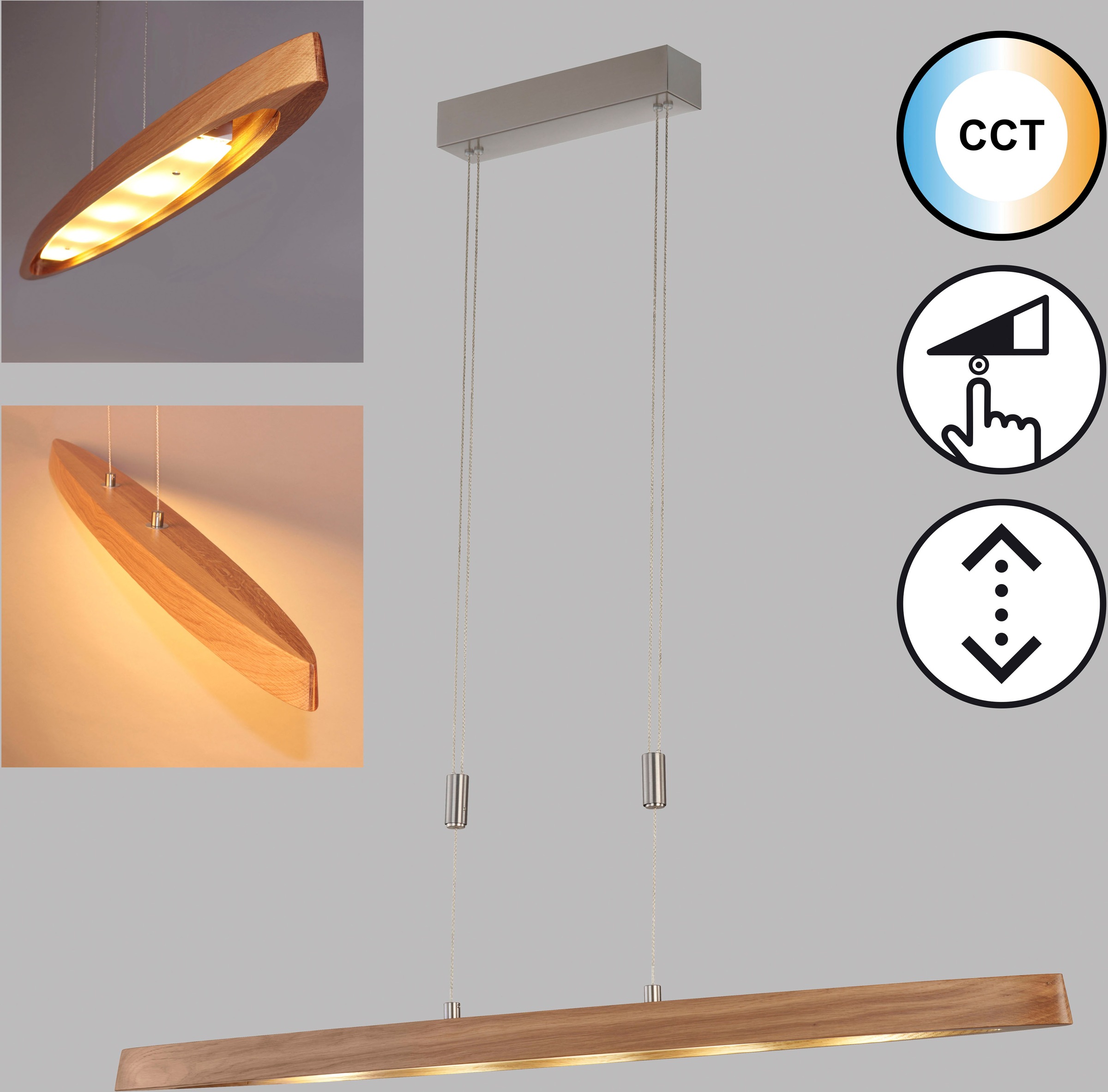 FISCHER & HONSEL Pendelleuchte »Shine-Wood«, 5 flammig, Leuchtmittel LED-Modul | LED fest integriert, made in Germany, langlebige LED