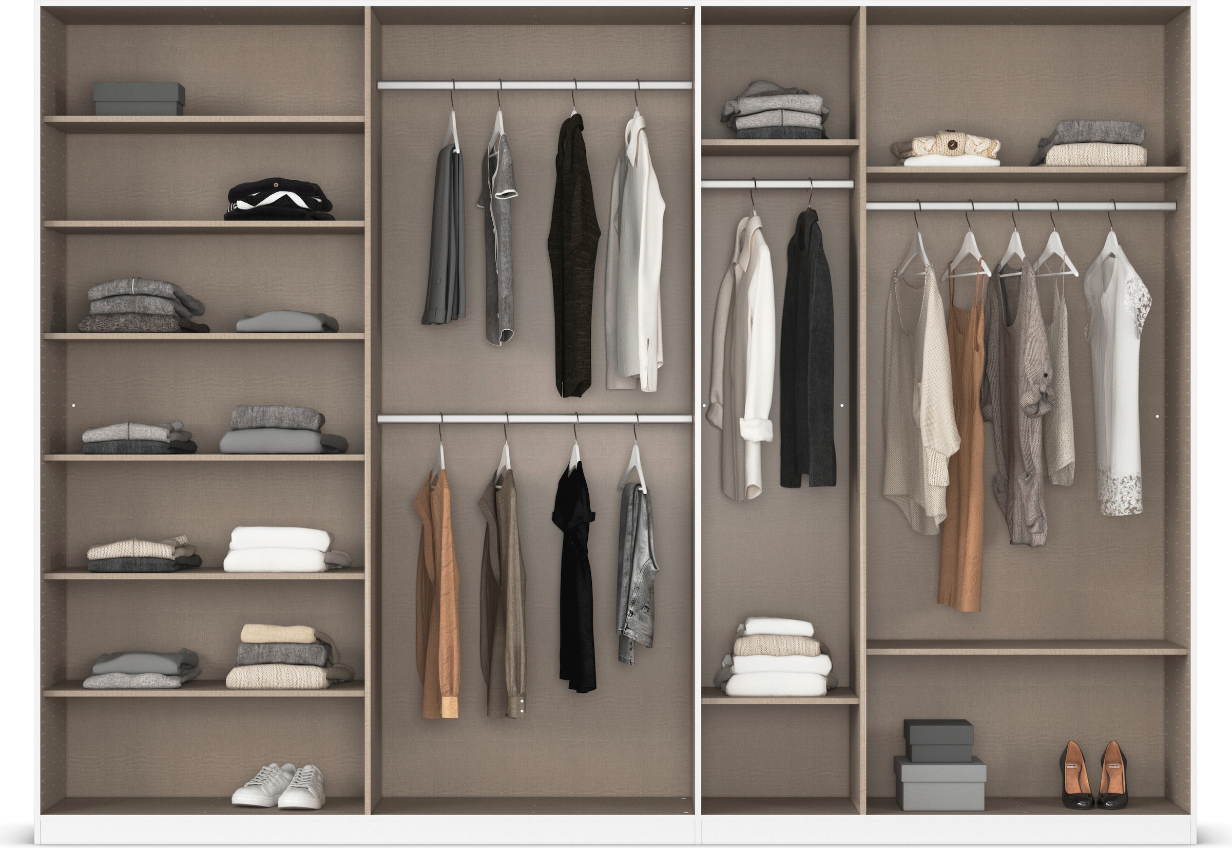 rauch Drehtürenschrank »Kleiderschrank Schrank Garderobe AGORDO TOPSELLER Schlafzimmer«, (in zwei Griff-Farben mit Dekor- oder Hochglanzfront), durchdachte Innenausstattung, in 6 Breiten und 2 Höhen MADE IN GERMANY