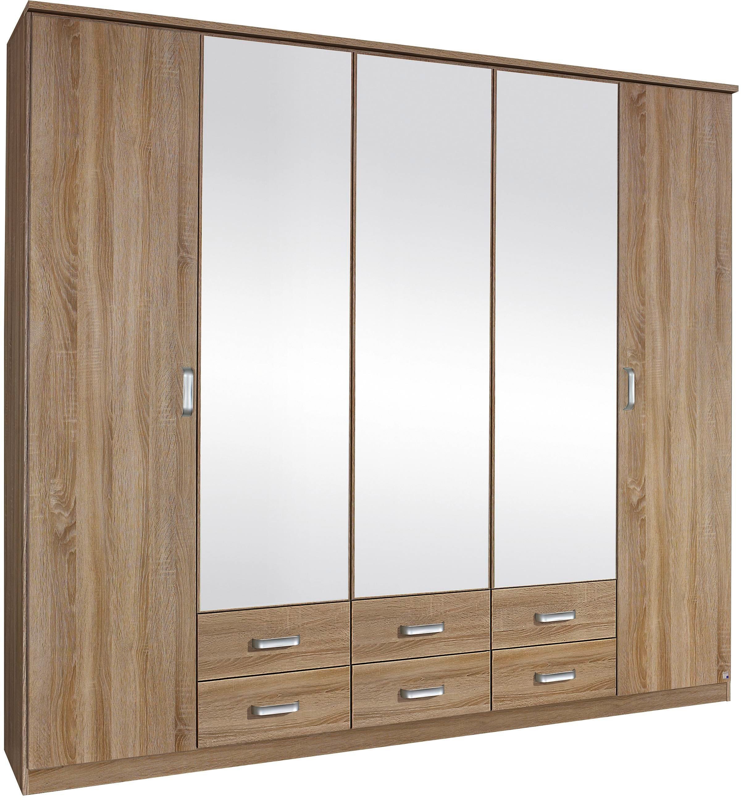 rauch Kleiderschrank "Schrank Drehtürenschrank Garderobe Ankleide Schlafzimmerschrank GANDRA" Breiten 136/181/226/271 cm, Höhe 212 cm, mit Oberkranz und voll aufgelegtem Spiegel MADE IN GERMANY