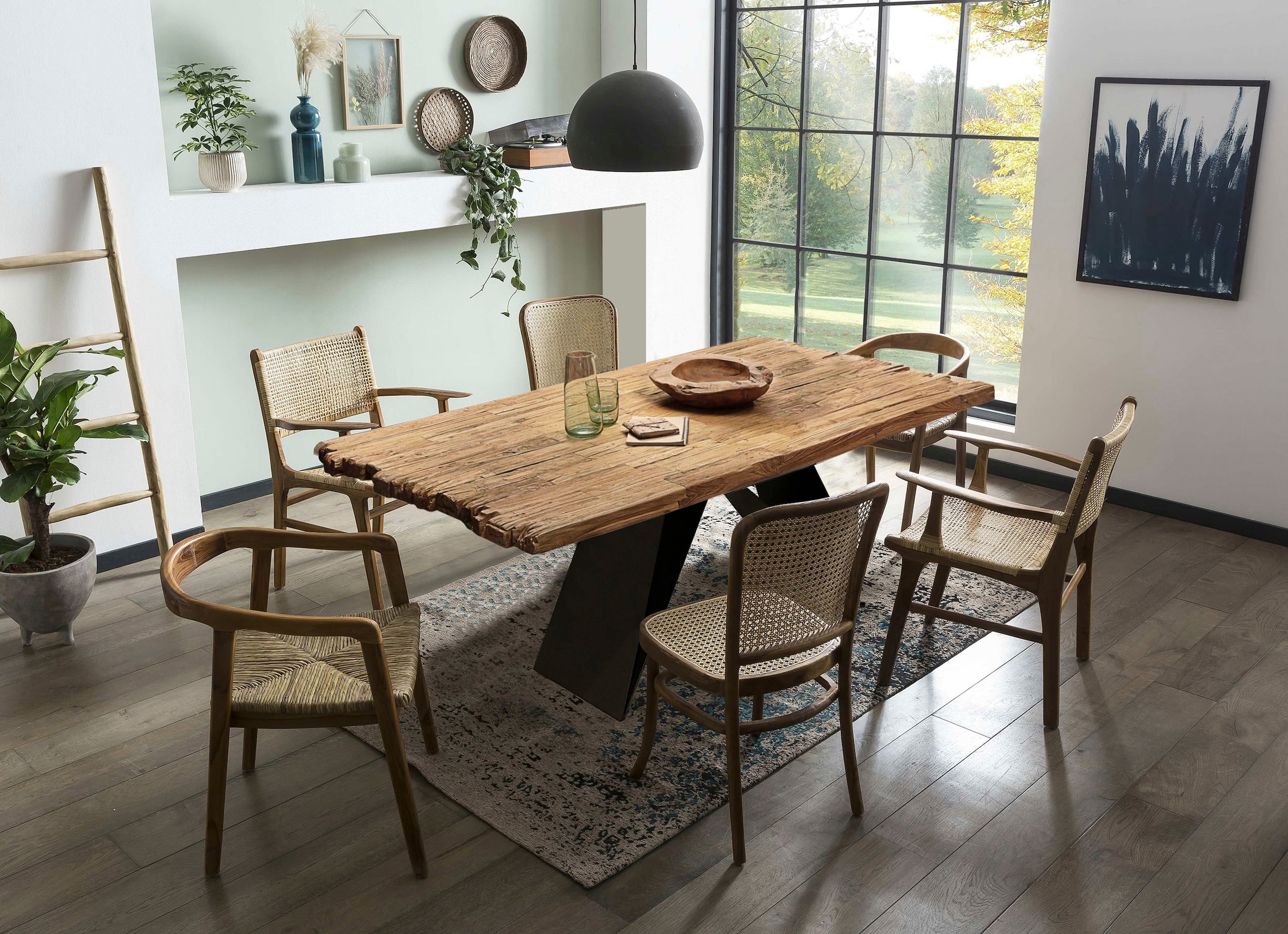 SIT Esstisch »Ischia aus Teak mit 50-mm-Platte & Cross-Base-Gestell« 1 Stk. tlg. 50-mm-Teakplatte mit markanter Bruchkante an den kurzen Seiten