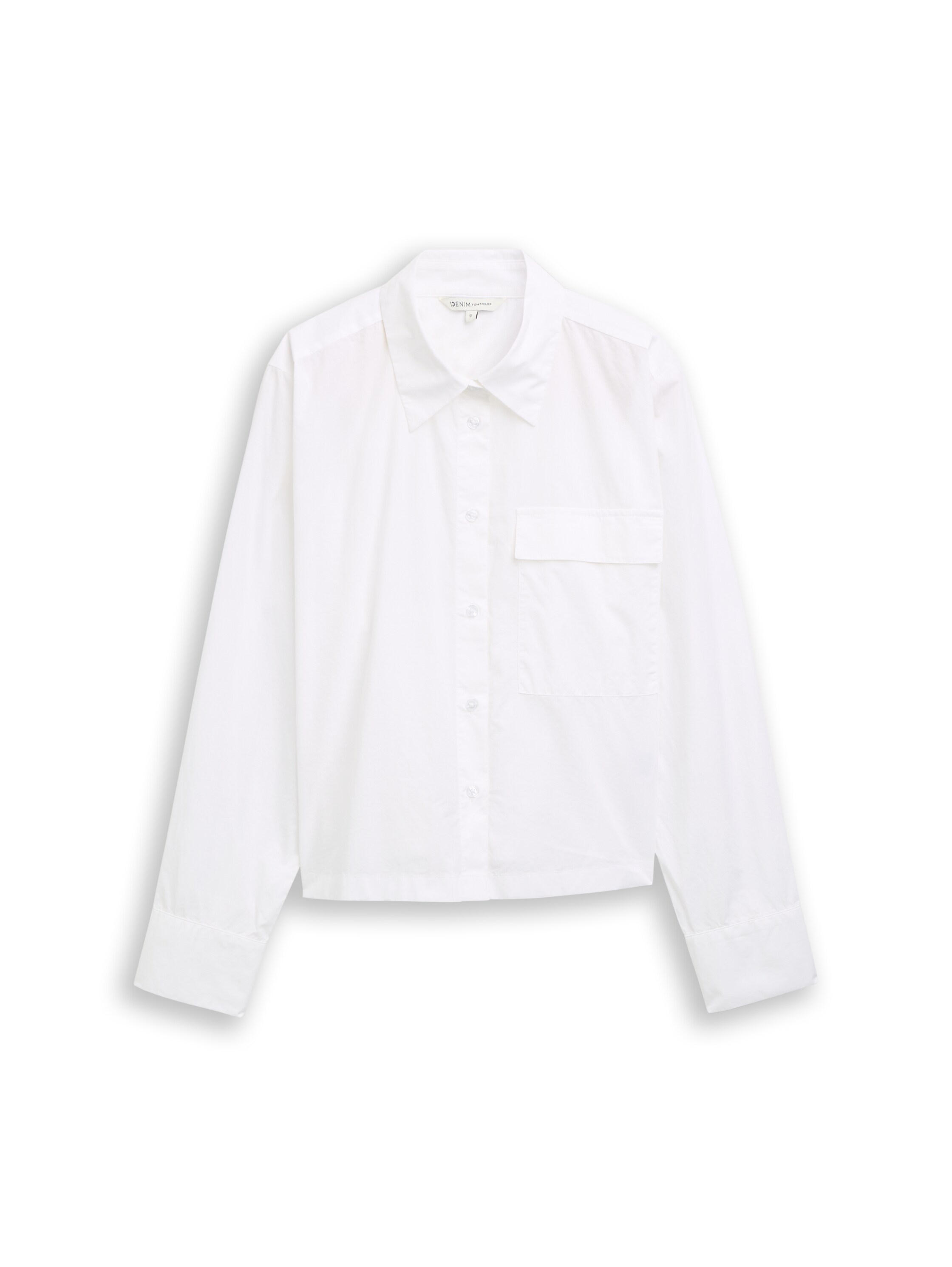 TOM TAILOR Denim Langarmbluse gestreift, kurze Form, mit Brusttasche