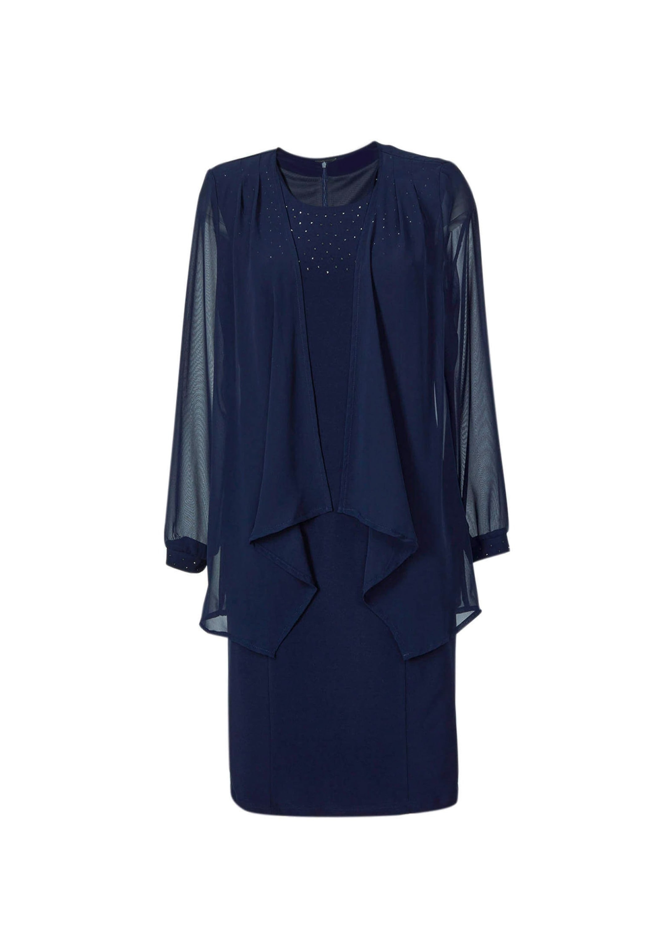 GOLDNER 2-in-1-Kleid "Edles Jerseykleid mit Chiffonjäckchen" Mit schimmernden Glitzersteinchen