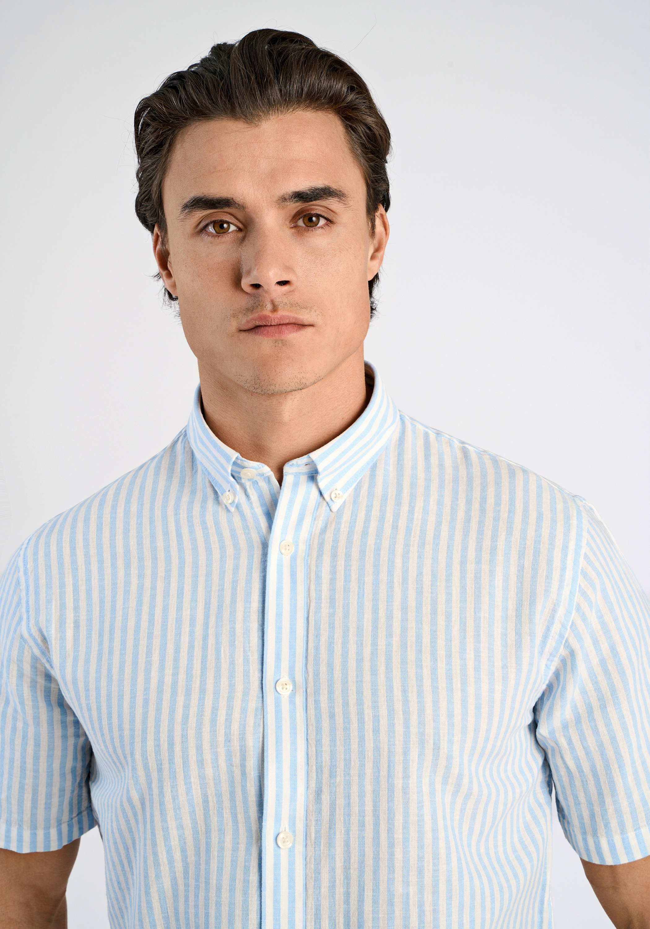 Lindbergh Leinenhemd Relaxed Fit Herren Hellblau M 2