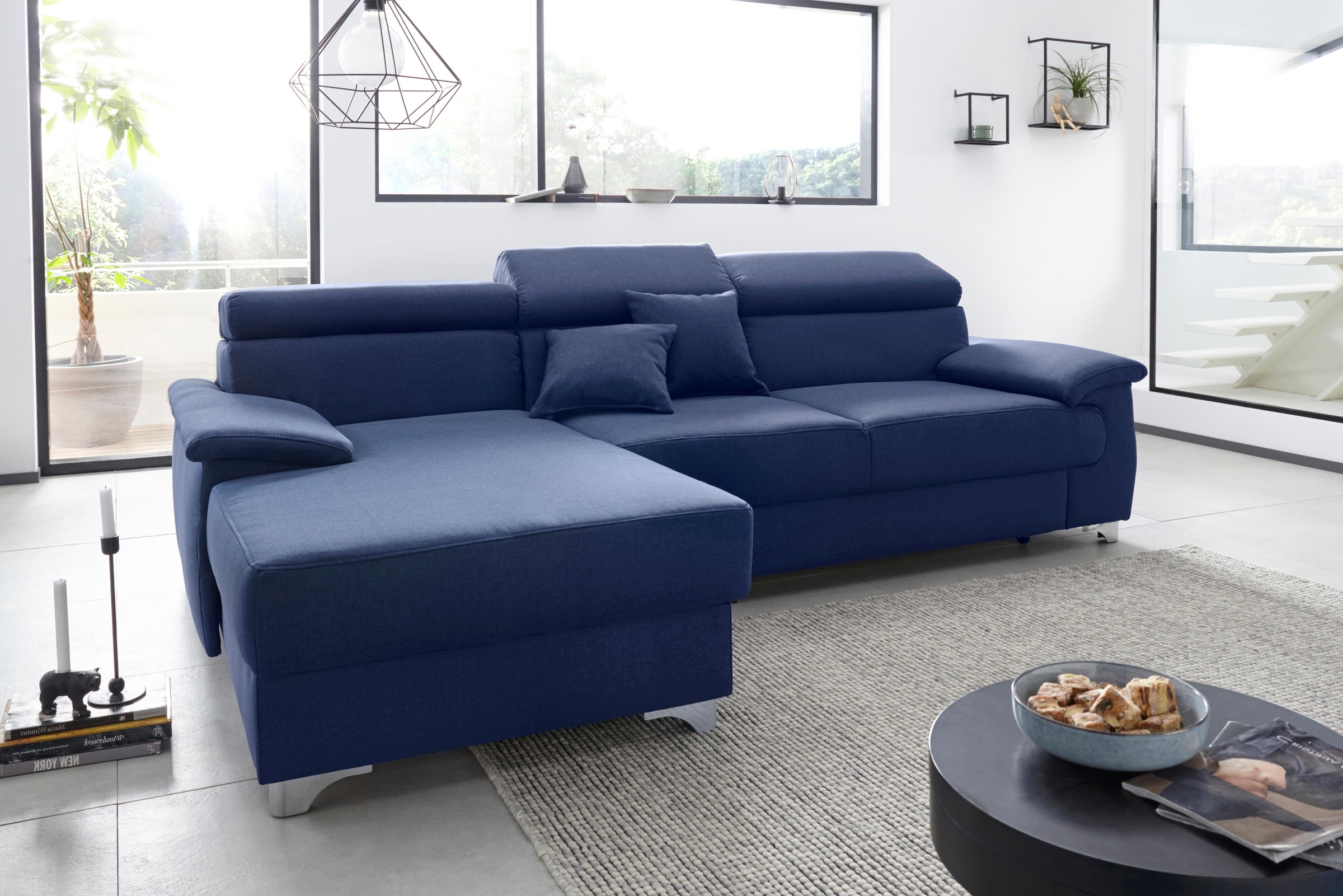 DOMO collection Ecksofa »Mira, inklusive Kopfteilverstellung für mehr Wohlfühlkomfort, L-Form« wahlweise mit Bettfunktion und Bettkasten, elegant und modern