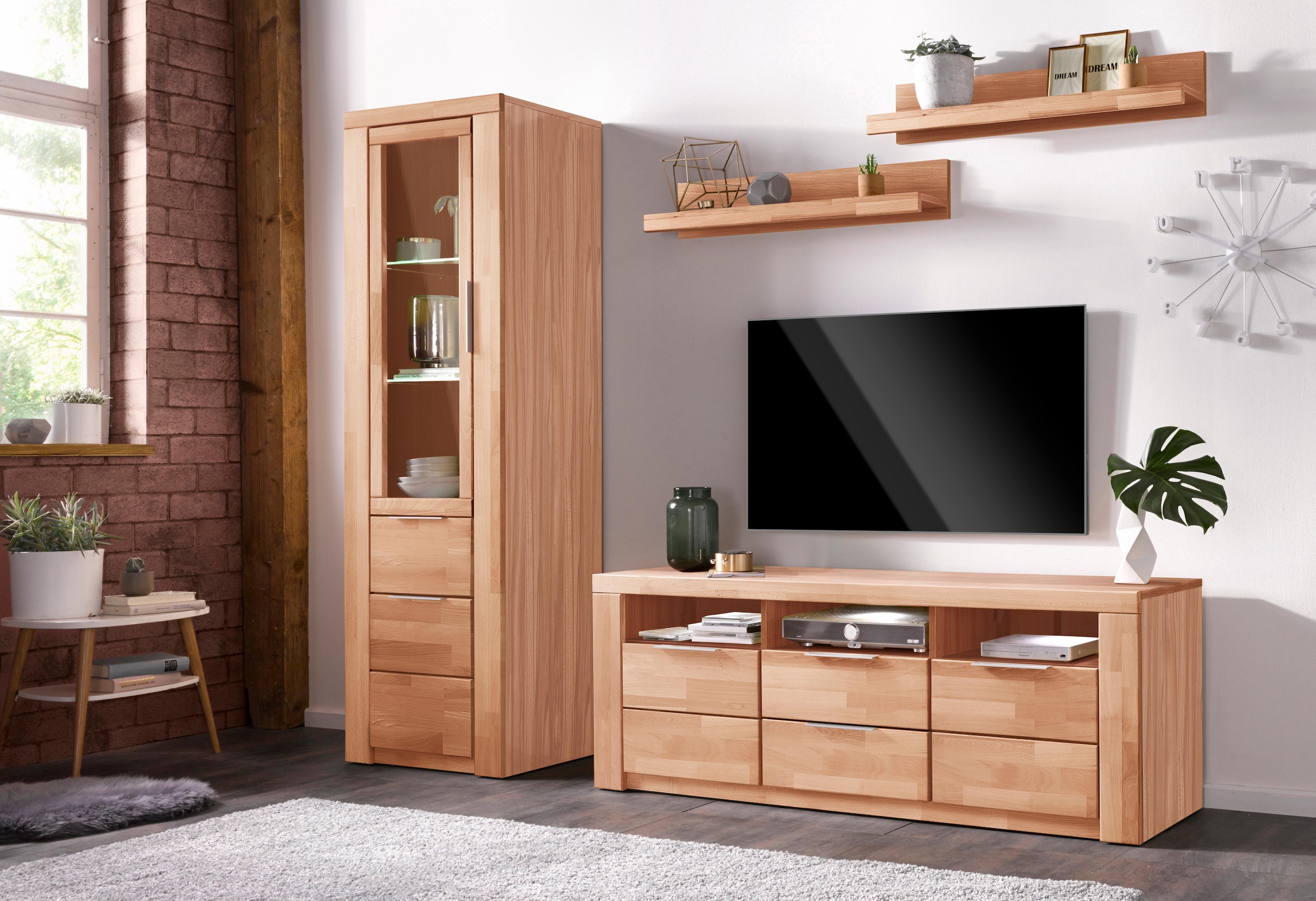Home affaire Wohnwand "Zara" Set, 4 Stk. tlg. teilmassives Holz günstig online kaufen