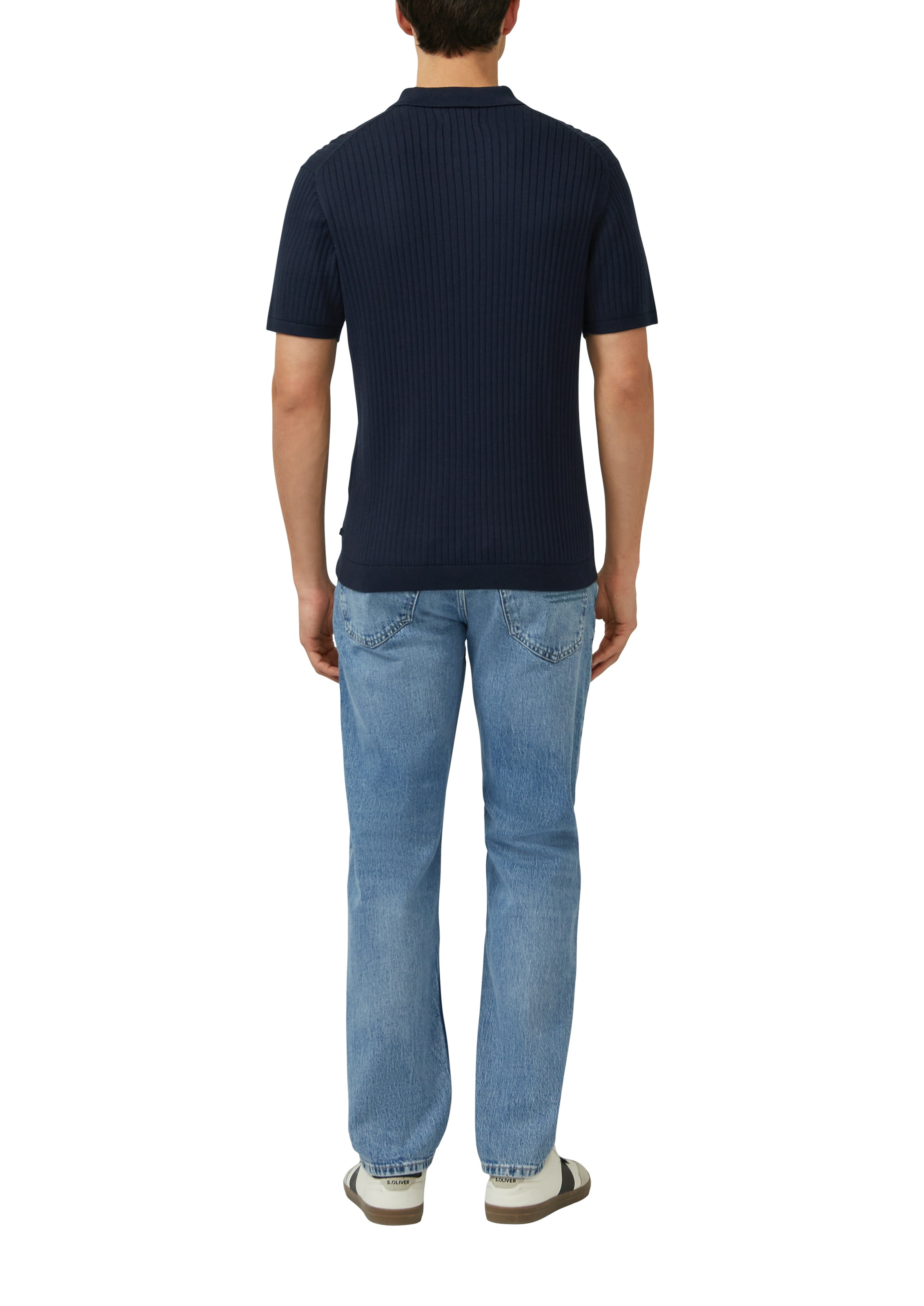 s.Oliver Poloshirt mit Strick-Muster und kurzes Reißverschluss