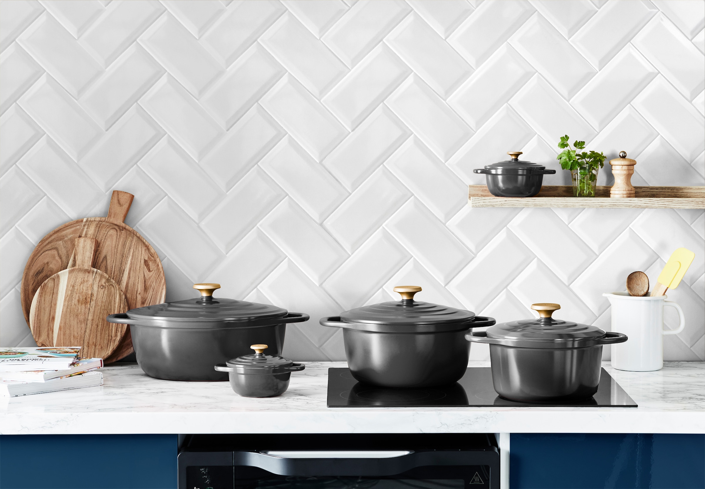 Tefal Topf-Set »Air« Aluminiumguss Set, 4 Stk. tlg. 2-tlg., 11 cm, Keramikversiegelung, Kondensationsdeckel, backofenfest