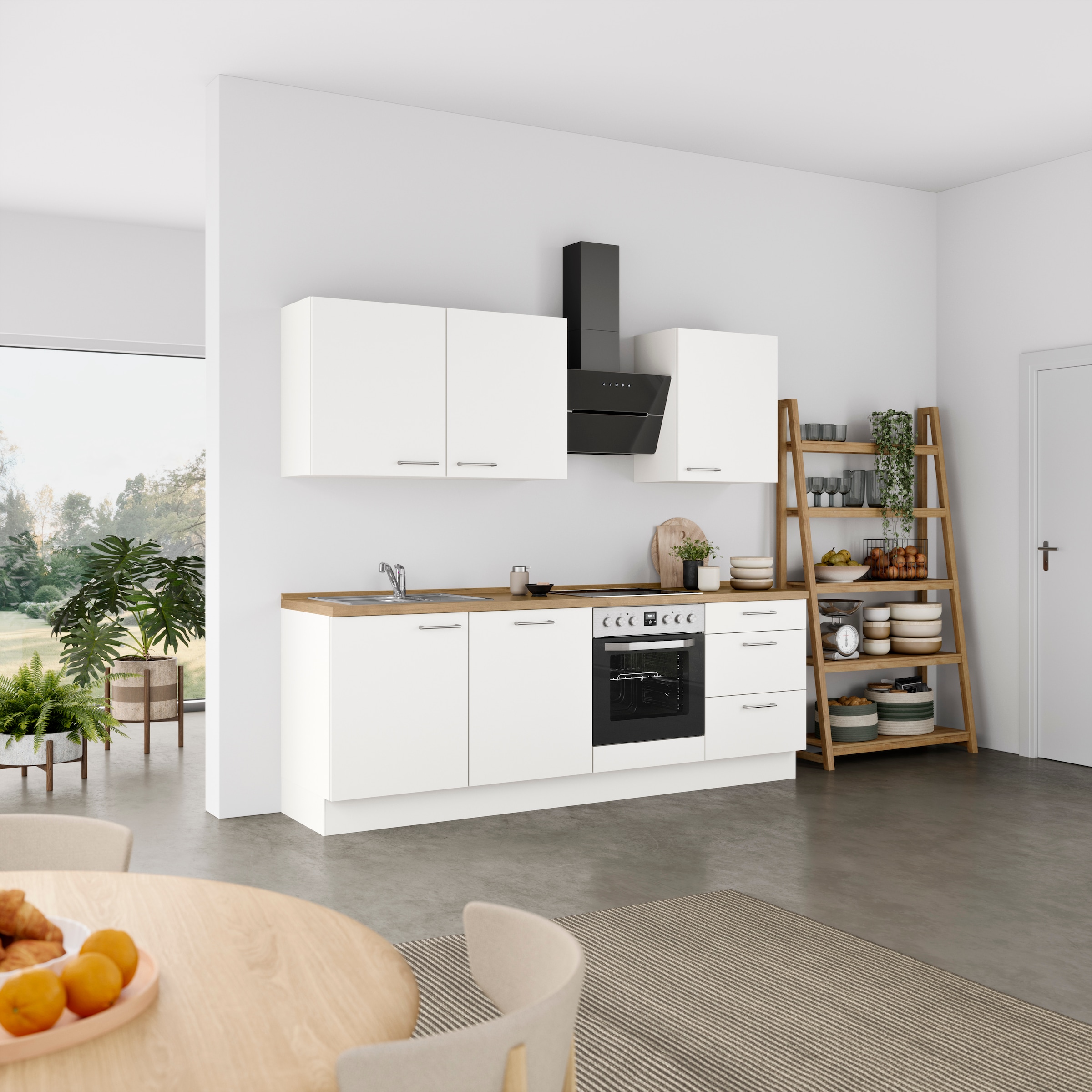 nobilia® Küchenzeile »"Laser II", NEU: individuell anpassbar mit gratis Profi-Beratung« vormontiert, 240 cm breit, optional mit verschiedenen E‑Geräte-Sets