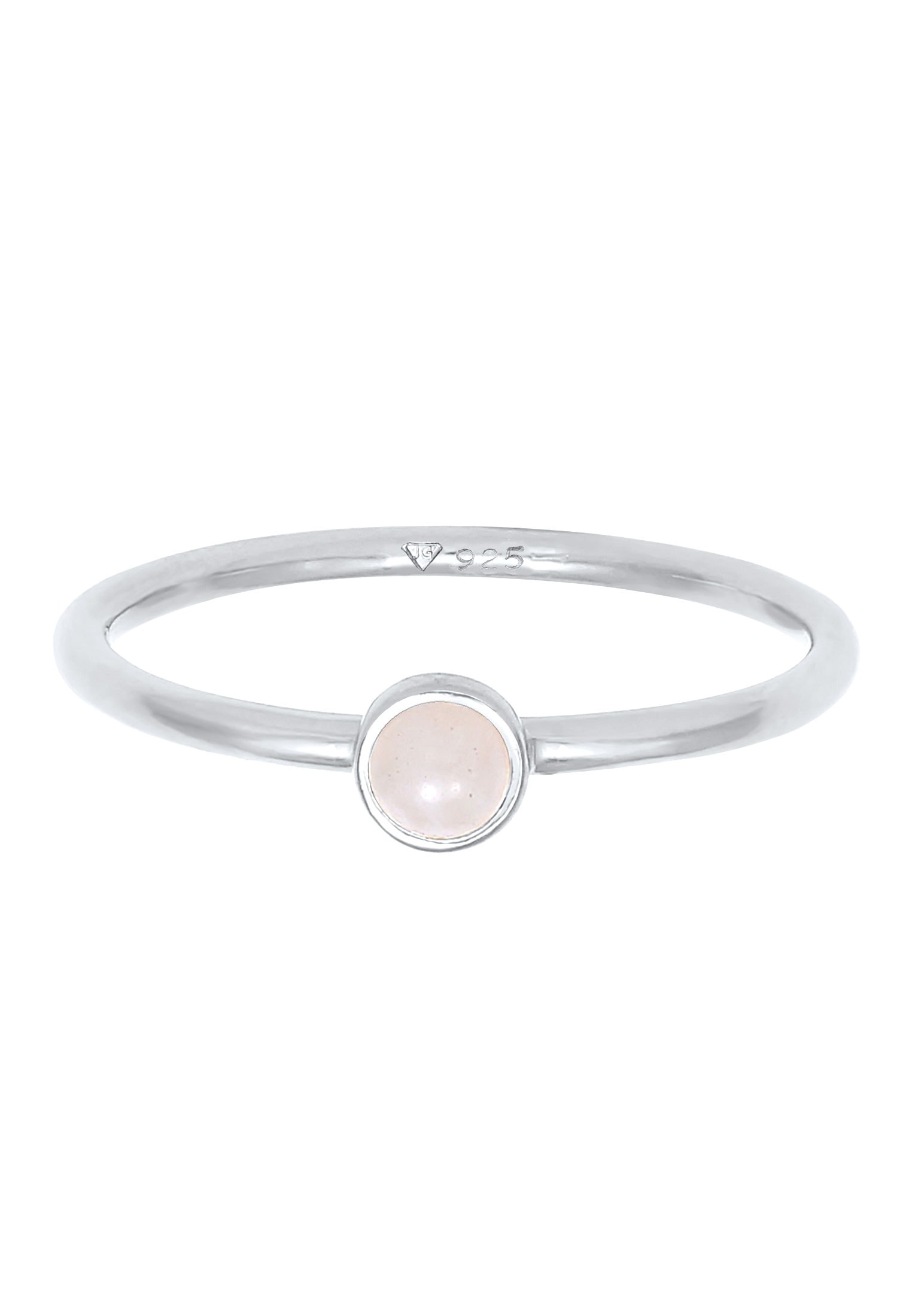 Elli Fingerring »Rosenquarz Edelstein Stabelring 925er Silber«