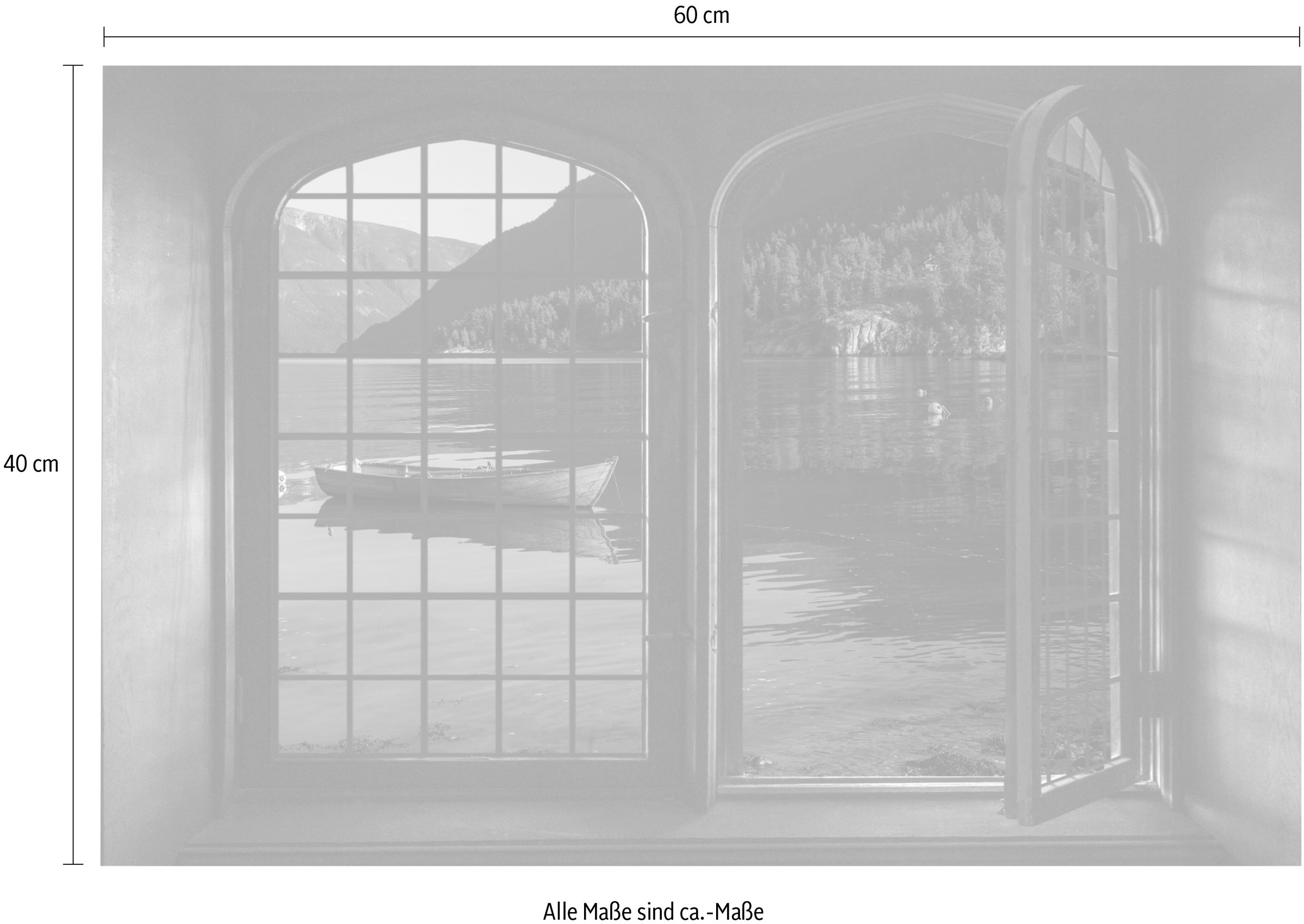 Thumbnail - queence Wandsticker "Lago di Garda" Wandsticker, Wandbild, selbstklebend, 3D, Fenster