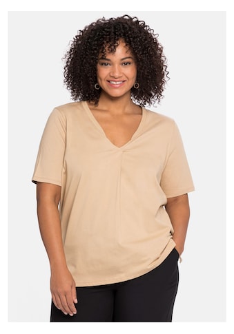 Sheego T-Shirt »Shirt«, mit Falte am V-Ausschnitt, in A-Linie kaufen