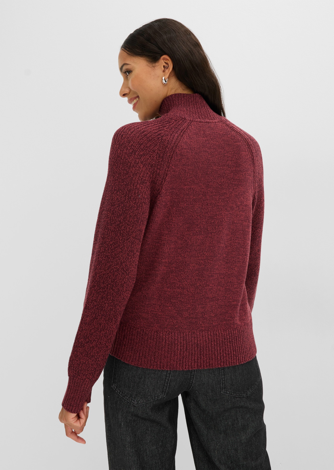 bonprix Strickpullover Loose Fit, aus Baumwolle und Polyacryl, mit Stehkragen