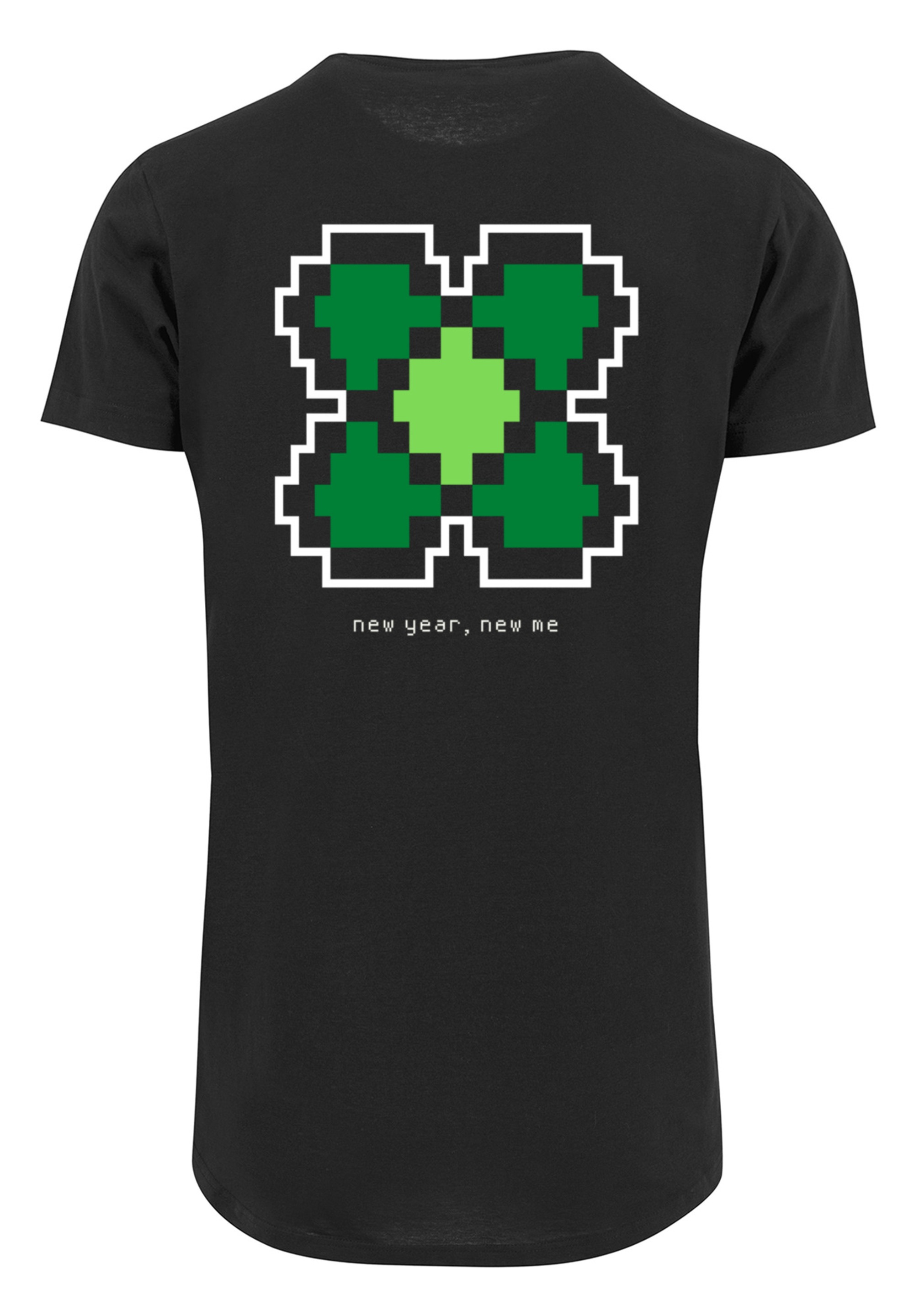 F4NT4STIC T-Shirt »Silvester Happy New Year Pixel Kleeblatt«, Print