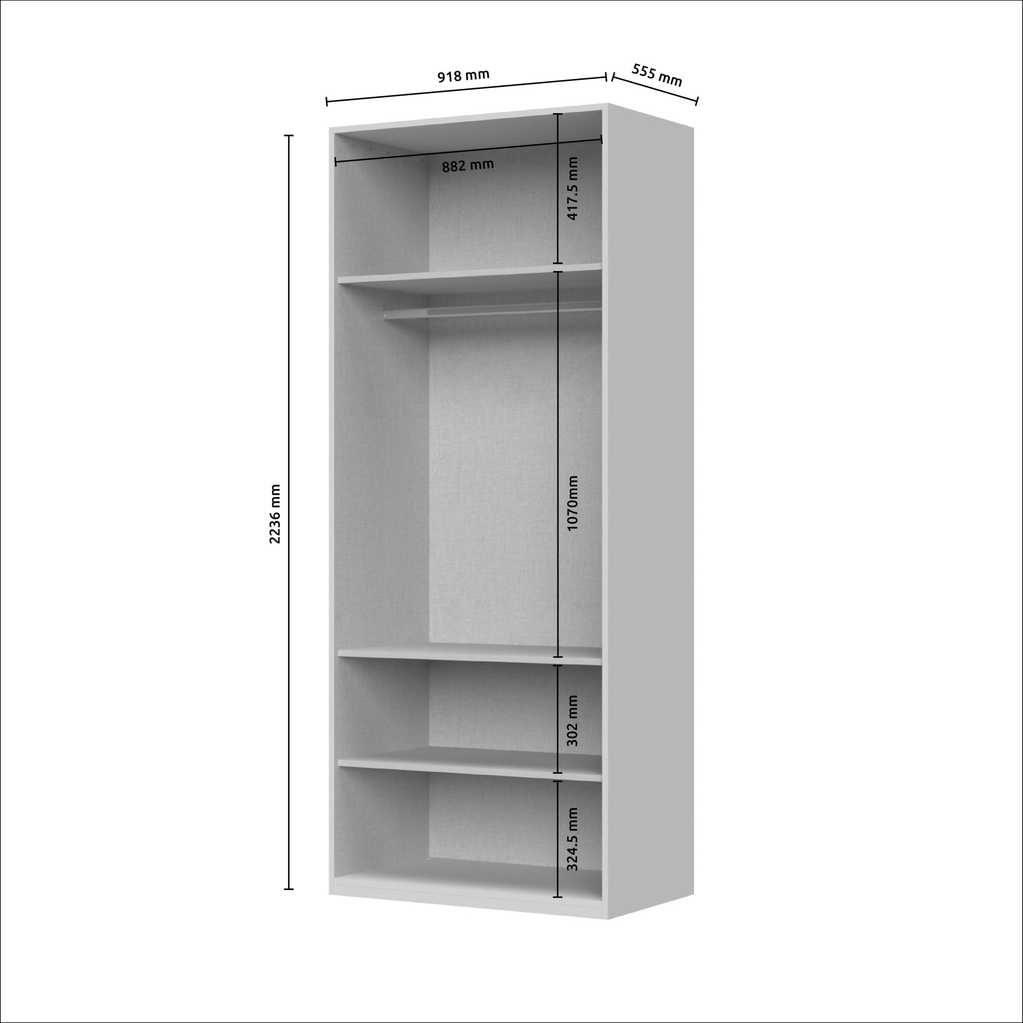 Places of Style Drehtürenschrank »Opera mit oder ohne Kranz inkl. LED-Beleuchtung, B: 92,137 oder 182 cm«, UV lackiert, Soft Close Funktion, Höhenverstellbare Füße