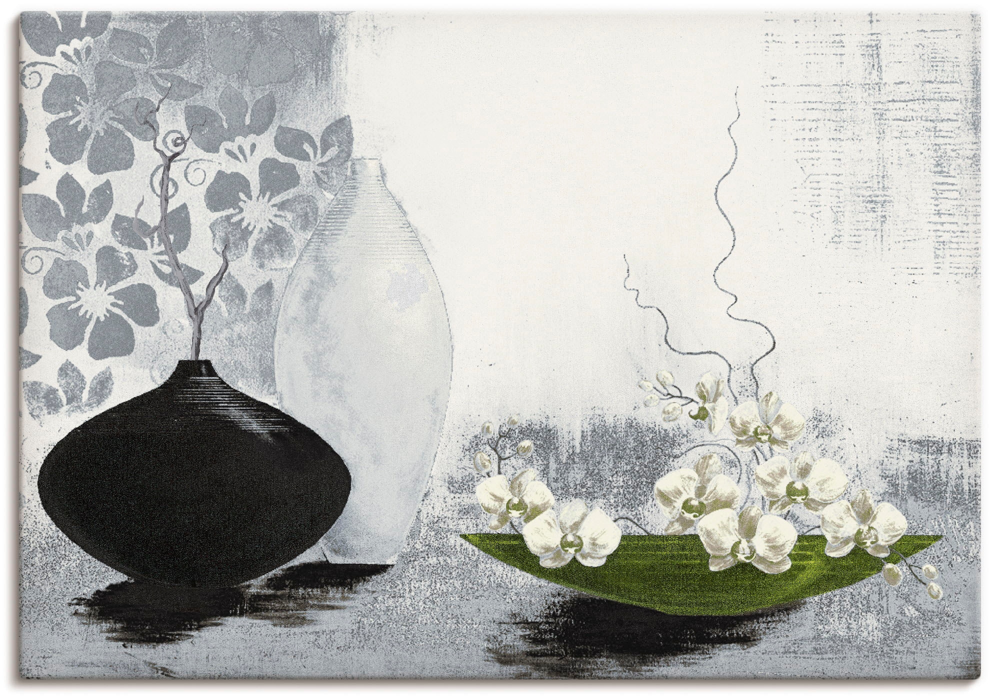 BAUR »Modernes Wandbild Alubild, in & versch. oder bestellen bauchiges Orchideen«, Wandaufkleber Leinwandbild, St.), Töpfe, | Poster Gefäß Vasen mit Größen (1 als Artland