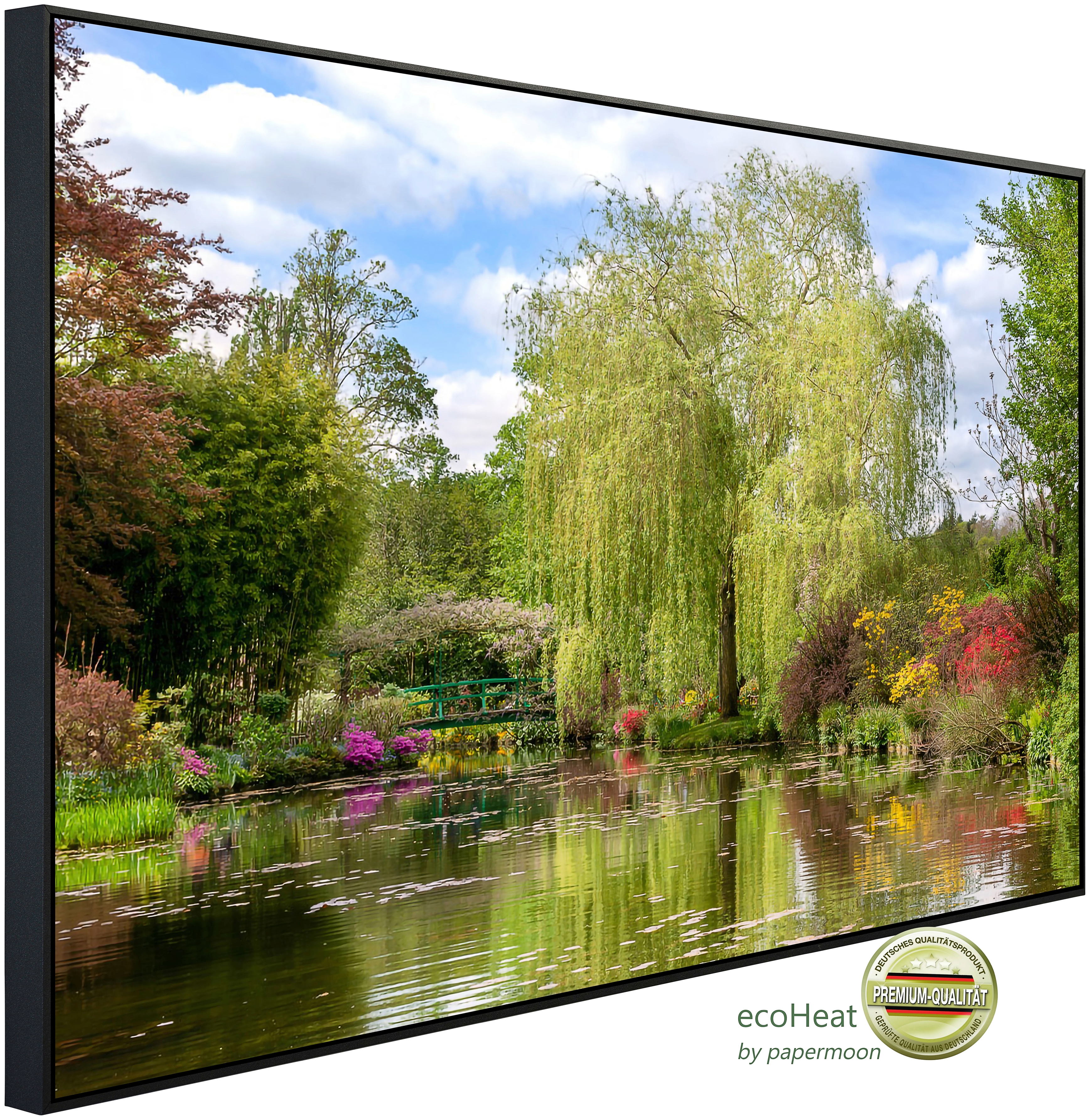 PAPERMOON Infrarotheizung "Monets Garten", B/H/T: 60cm x 60cm x 3cm, 350 W, bunt, Heizkörper, sehr angenehme Strahlungswärme