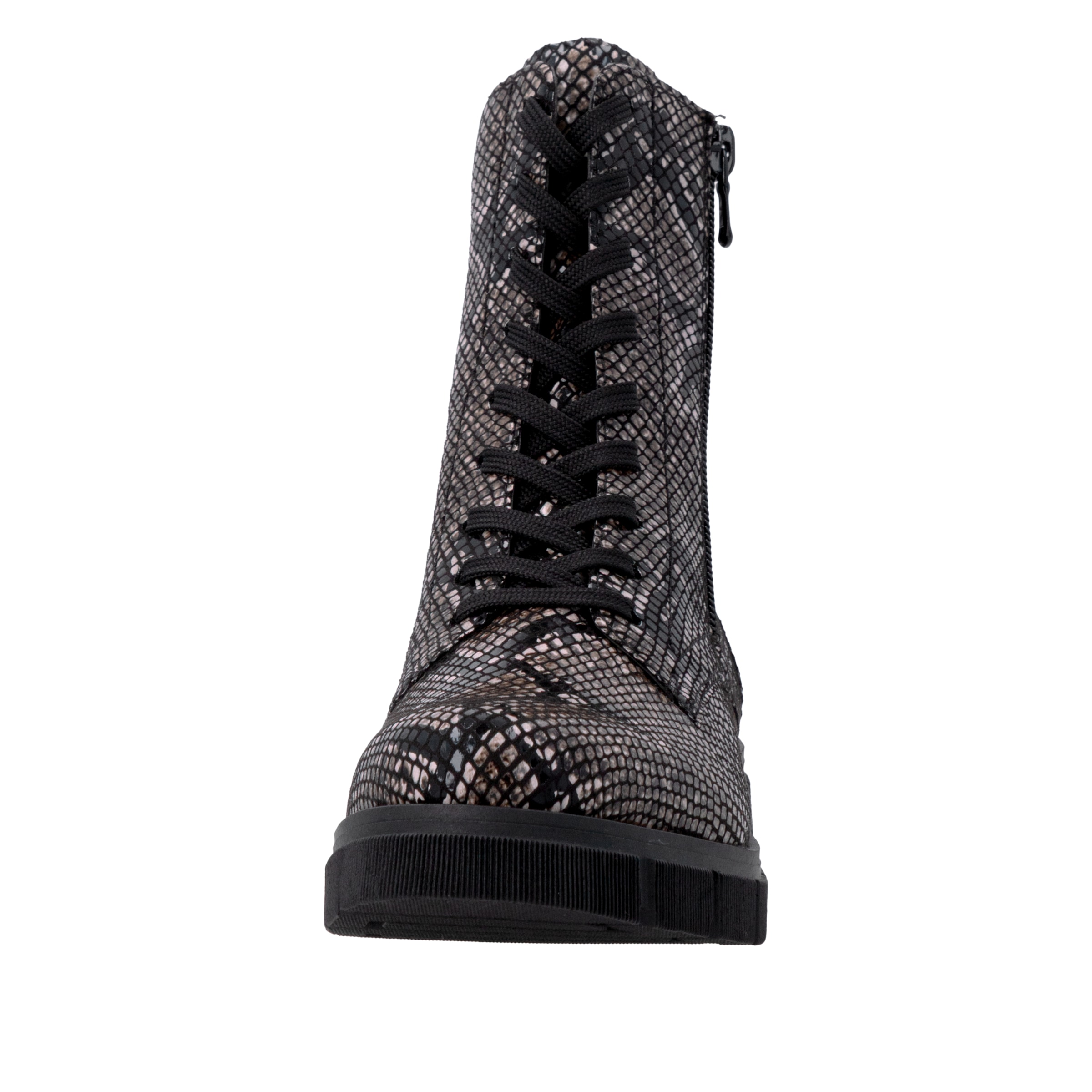 Remonte Schnürstiefelette  Blockabsatz, Schnürboots im modischem Reptilien-Look