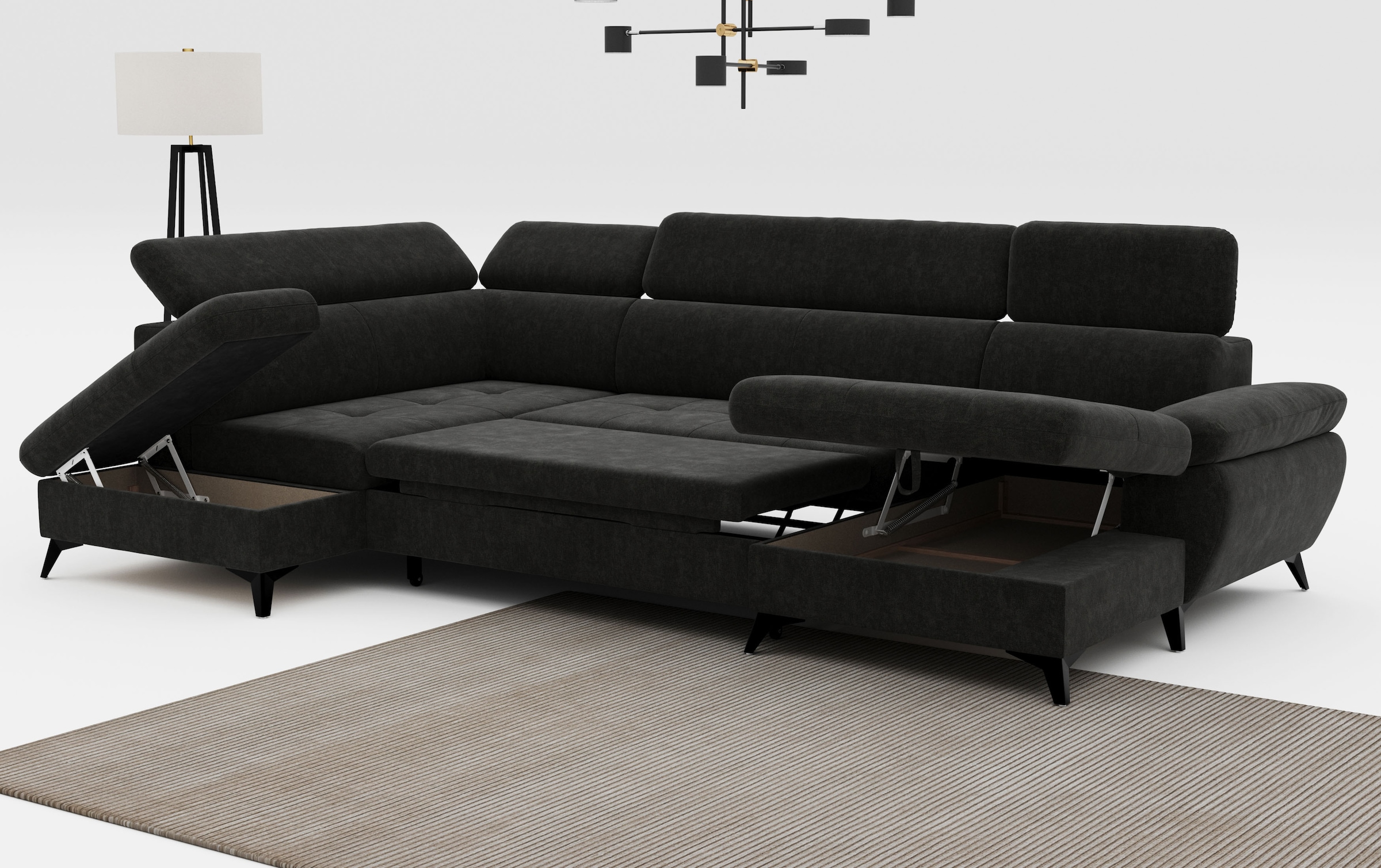 COTTA Wohnlandschaft »Hudson U-Form«, mit Kopfteilverstellung, wahlweise mit Bettfunktion & Bettkasten