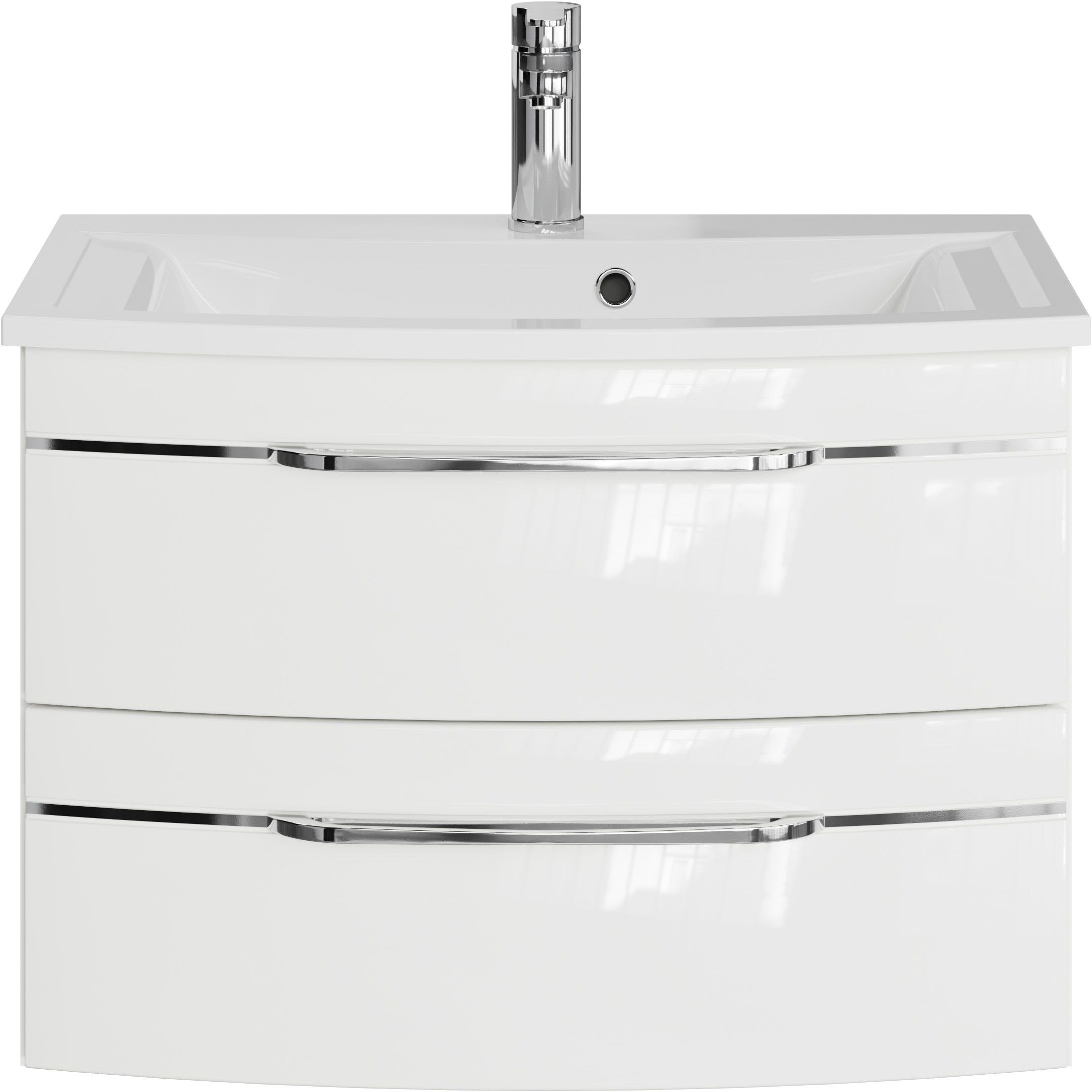 Saphir Badmöbel-Set »Serie 7045 2-teilig Mineralmarmor-Waschtisch mit LED-Spiegelschrank«, (Set, 2 St.), Badezimmer-Set 73,2 cm breit, inkl. Türdämpfer, 2 Türen, 2 Schubladen