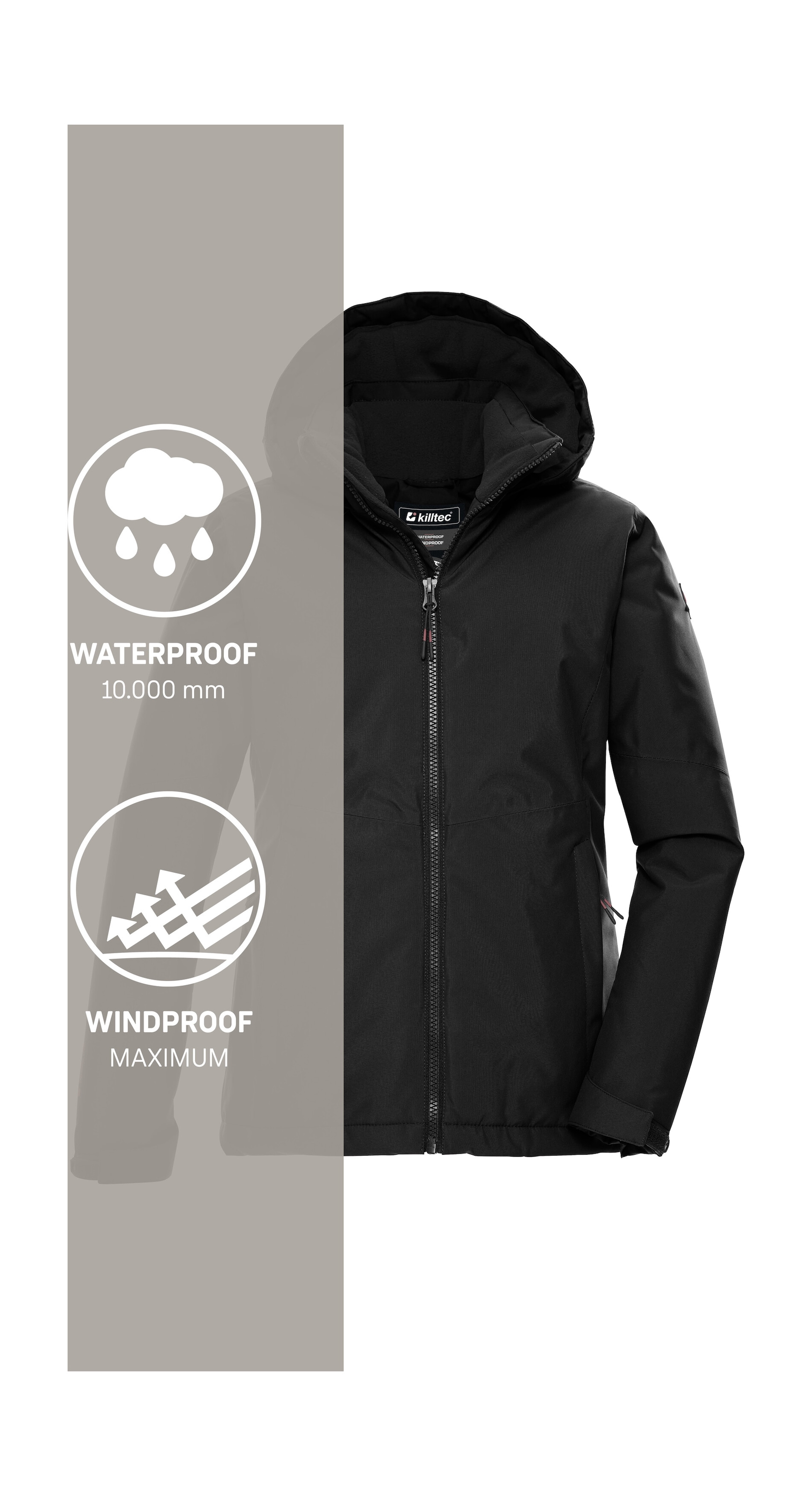 Killtec Funktionsjacke »KOW 217 GRLS JCKT«, Wind- und wasserdichte Kinderjacke mit Fleece und verstellbarer Kapuze