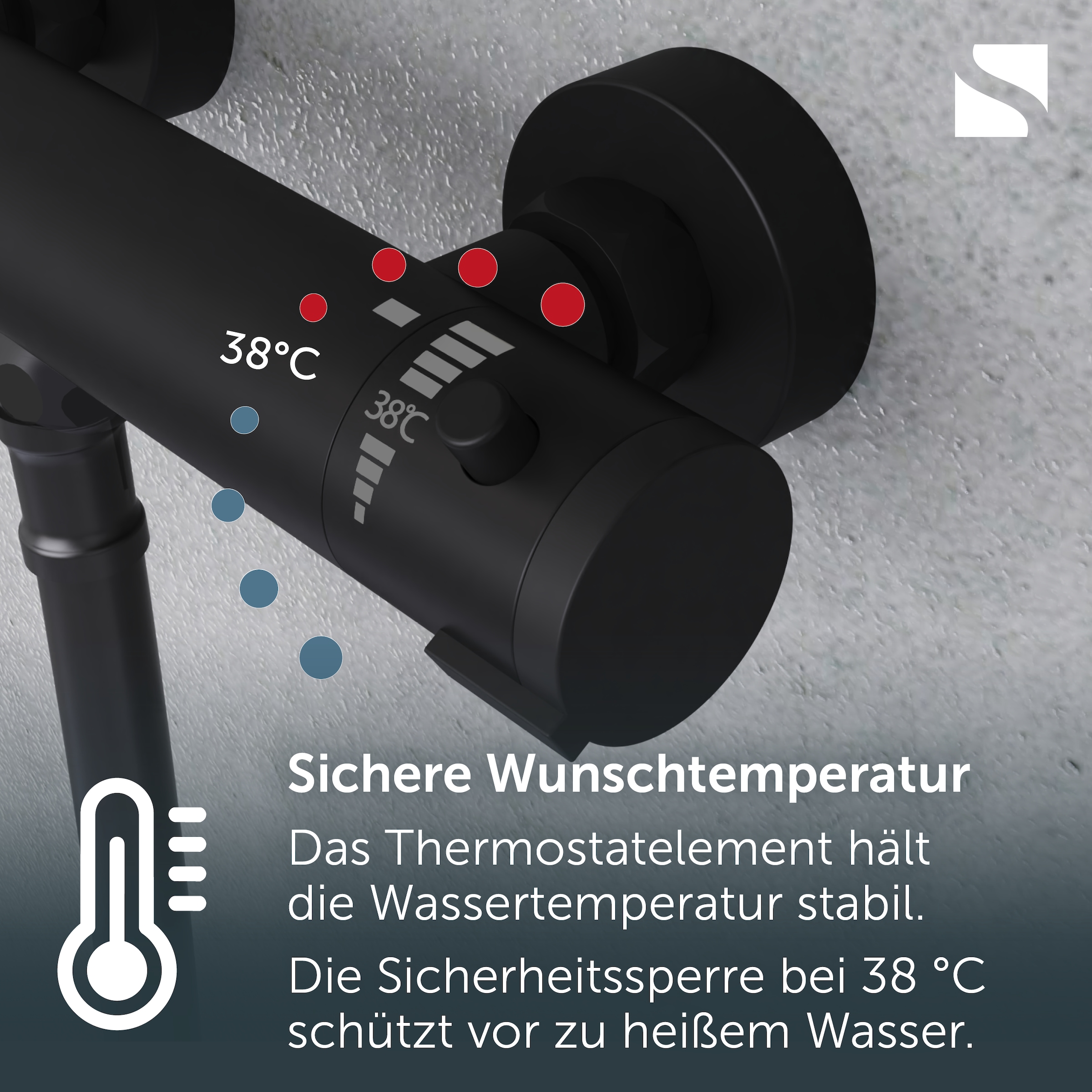 Schütte Duschsystem »BLACK« Überkopfbrauseset mit Thermostat, höhenverstellbar