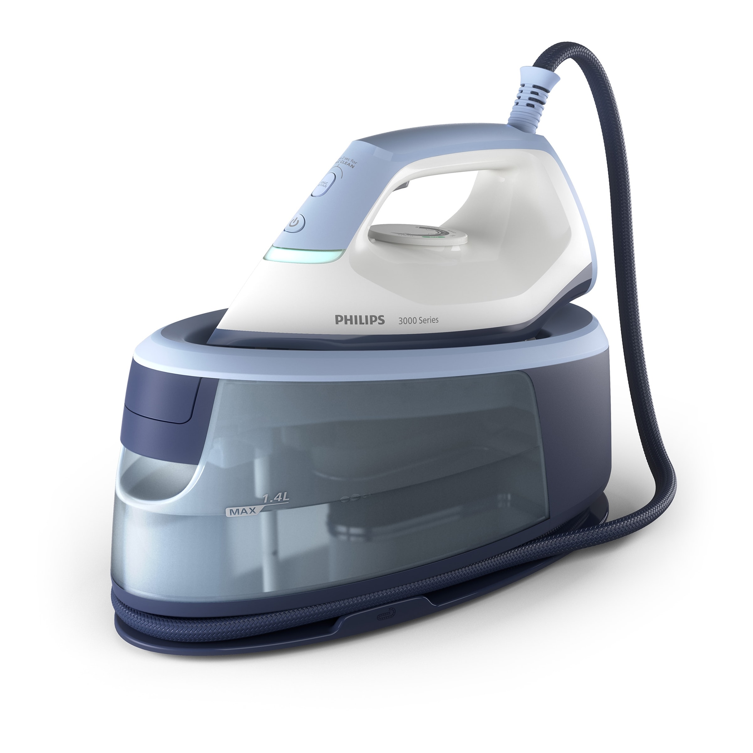 PHILIPS Dampfbügelstation "PerfectCare 3000 Series PSG3000/20, hellblau/dunkelblau/weiß", hellblau, dunkelblau, weiß, Dampfbügelstationen, 2.400 Watt,