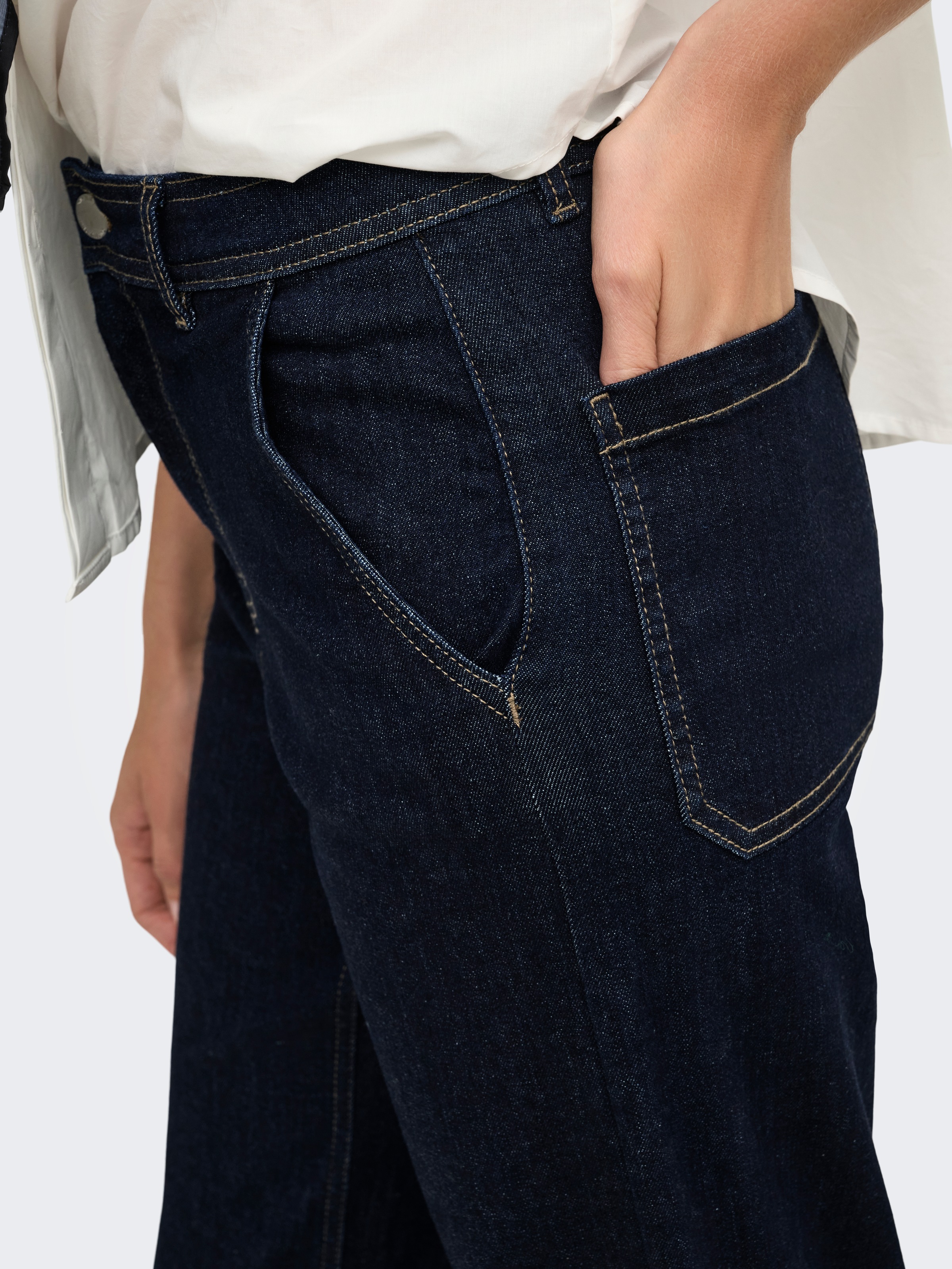 Only High-waist-Jeans "Onlmadison Hw Chino Wide Dnm GUA772 Noos" Materialmix, Wide Fit