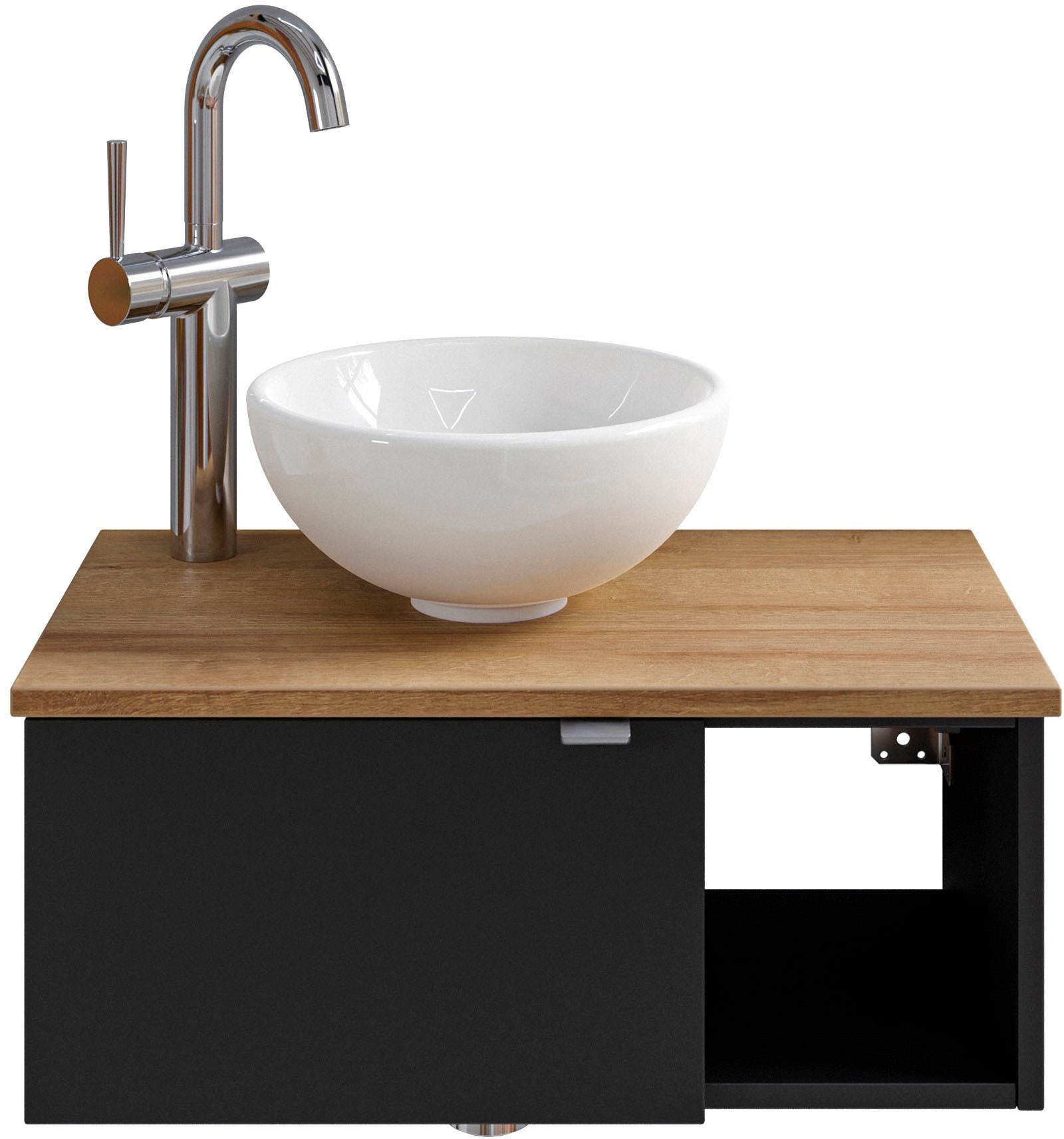 Saphir Badmöbel-Set »Serie 6915«, (4 St.), Gäste-Bad, 61 cm breit, mit LED-Spiegel, offenem Fach und 1 Tür