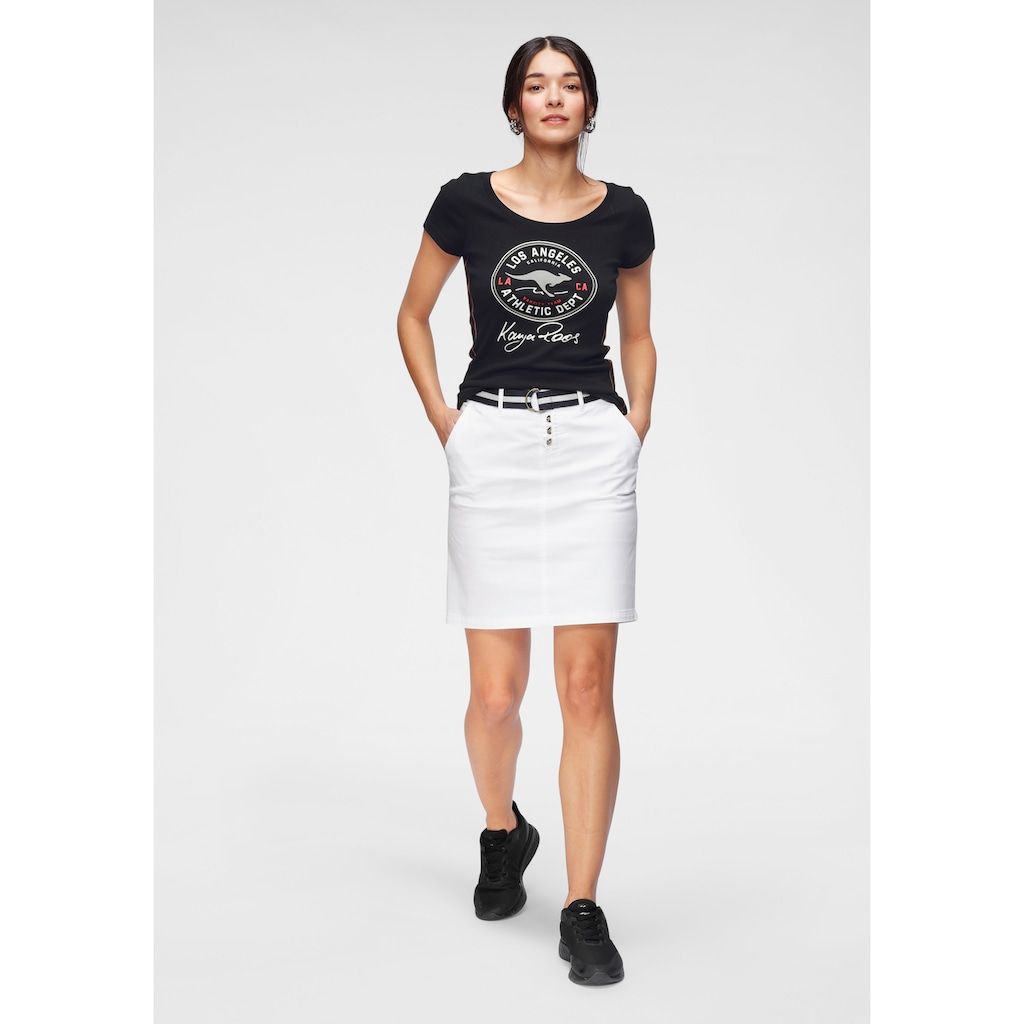 Damenmode Shirts & Sweatshirts KangaROOS T-Shirt, mit großem Retro Label-Druck vorne schwarz