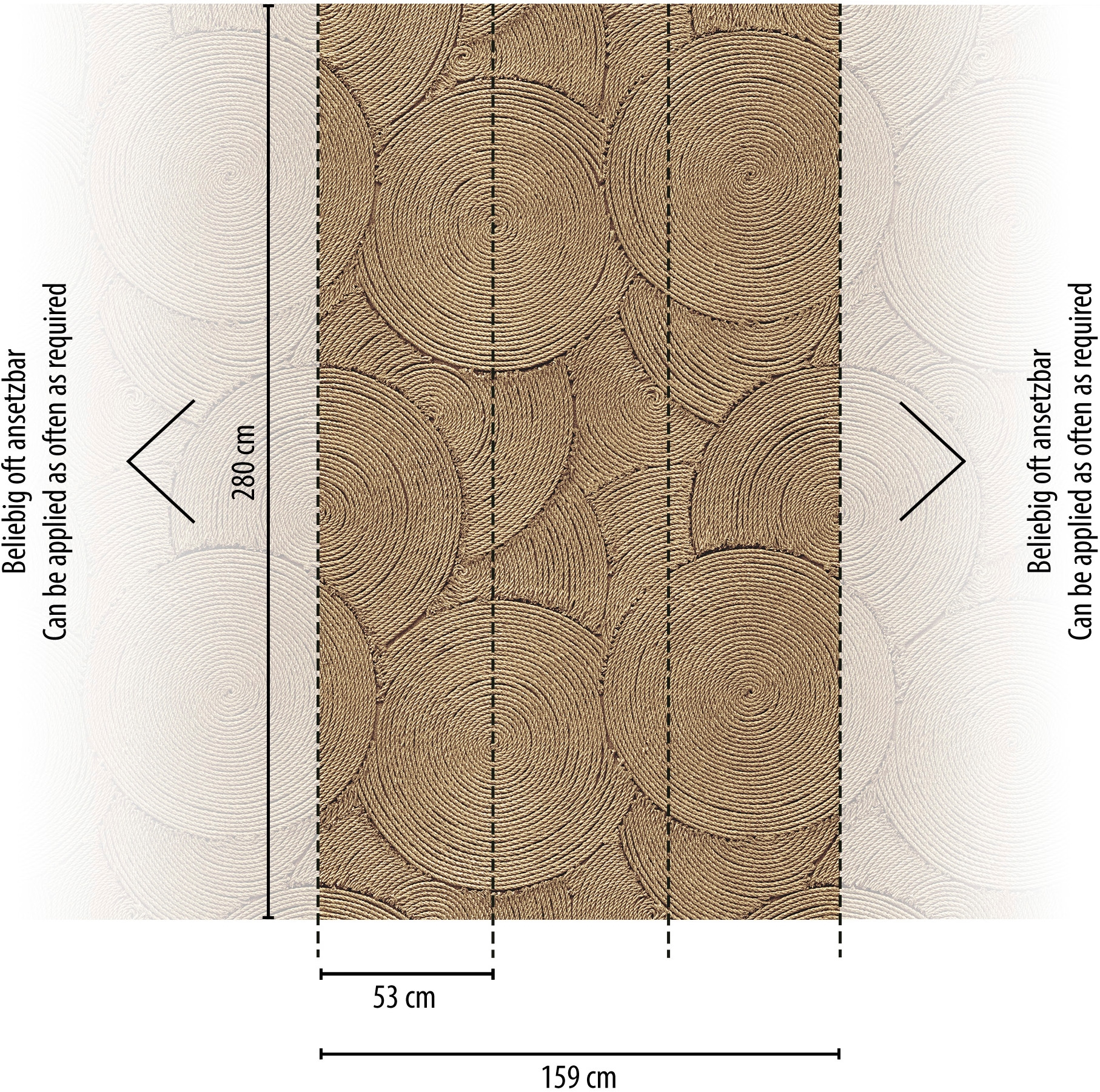 living walls Vliestapete »Vibes & Styles Ropana – Woven Circles Fototapete« Kunst leicht strukturiert Kreisstruktur in 3D-Optik mit natürlicher, moderner Ausstrahlung