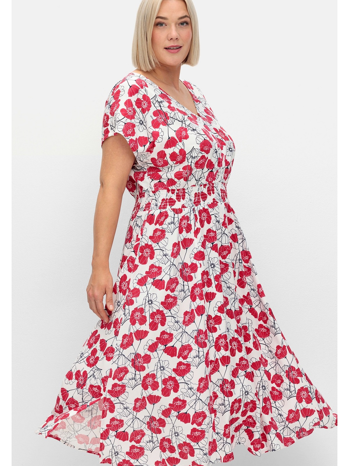Sheego Druckkleid »Große Größen«, mit Minimalprint und Smokbund