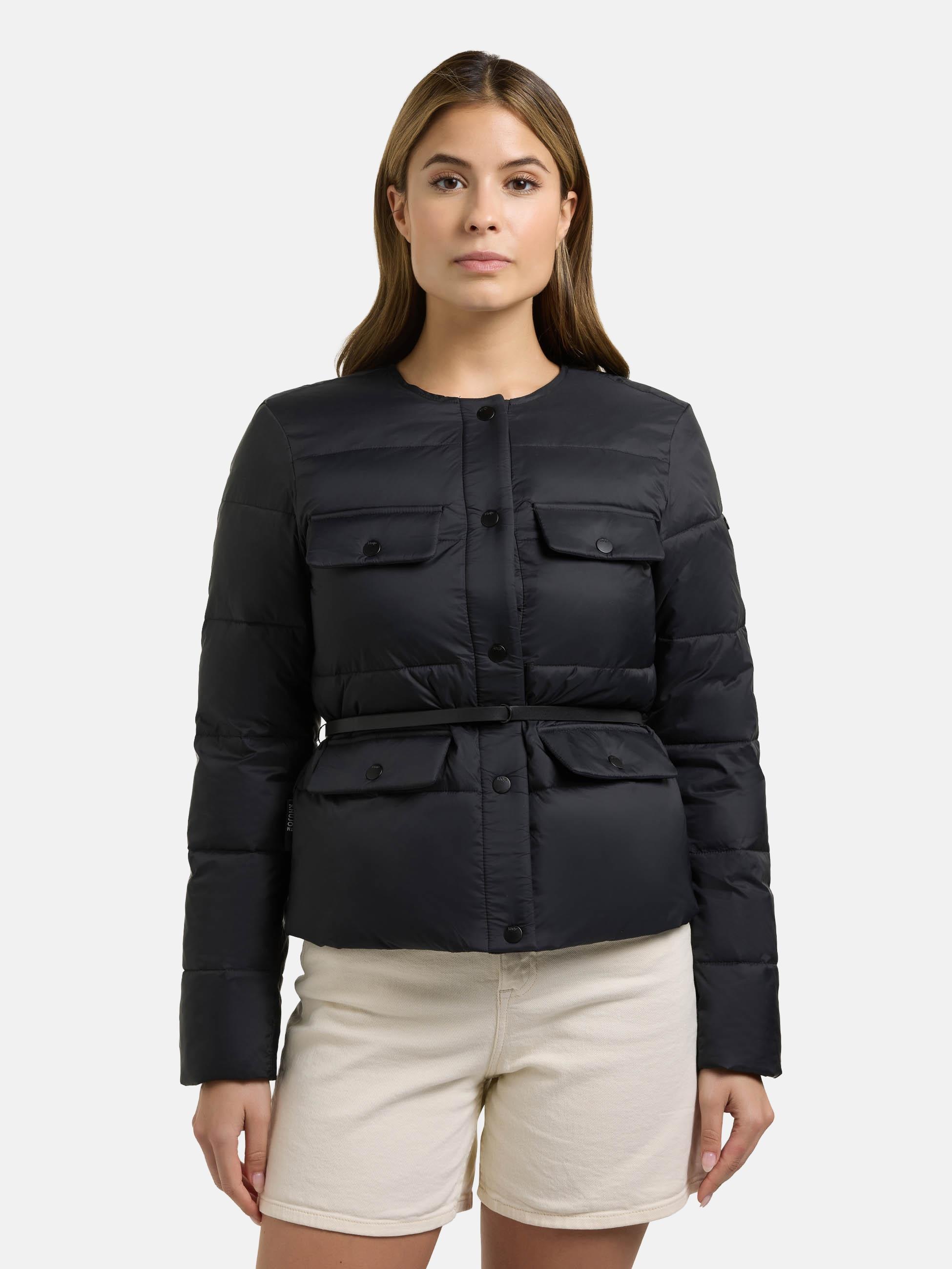 khujo Steppjacke "Cinnia" ohne Kapuze Elegante Damen Übergangsjacke mit Taillengürtel