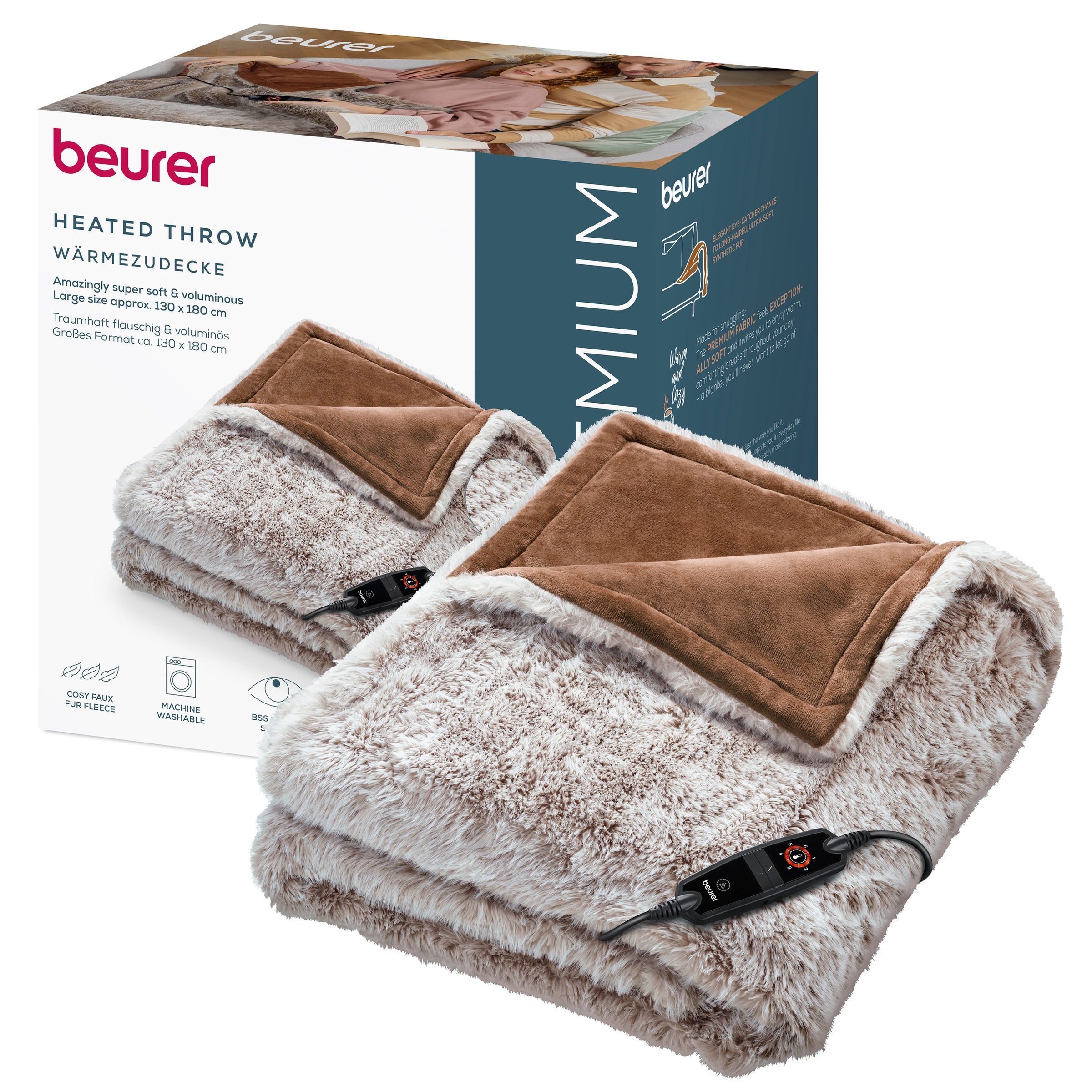 BEURER Heizdecke »HD 92 Arctic Brown aus luxuriösem Obermaterial« Mit 6 Temperaturstufen und Sicherheitsabschaltung nach 3 Stunden