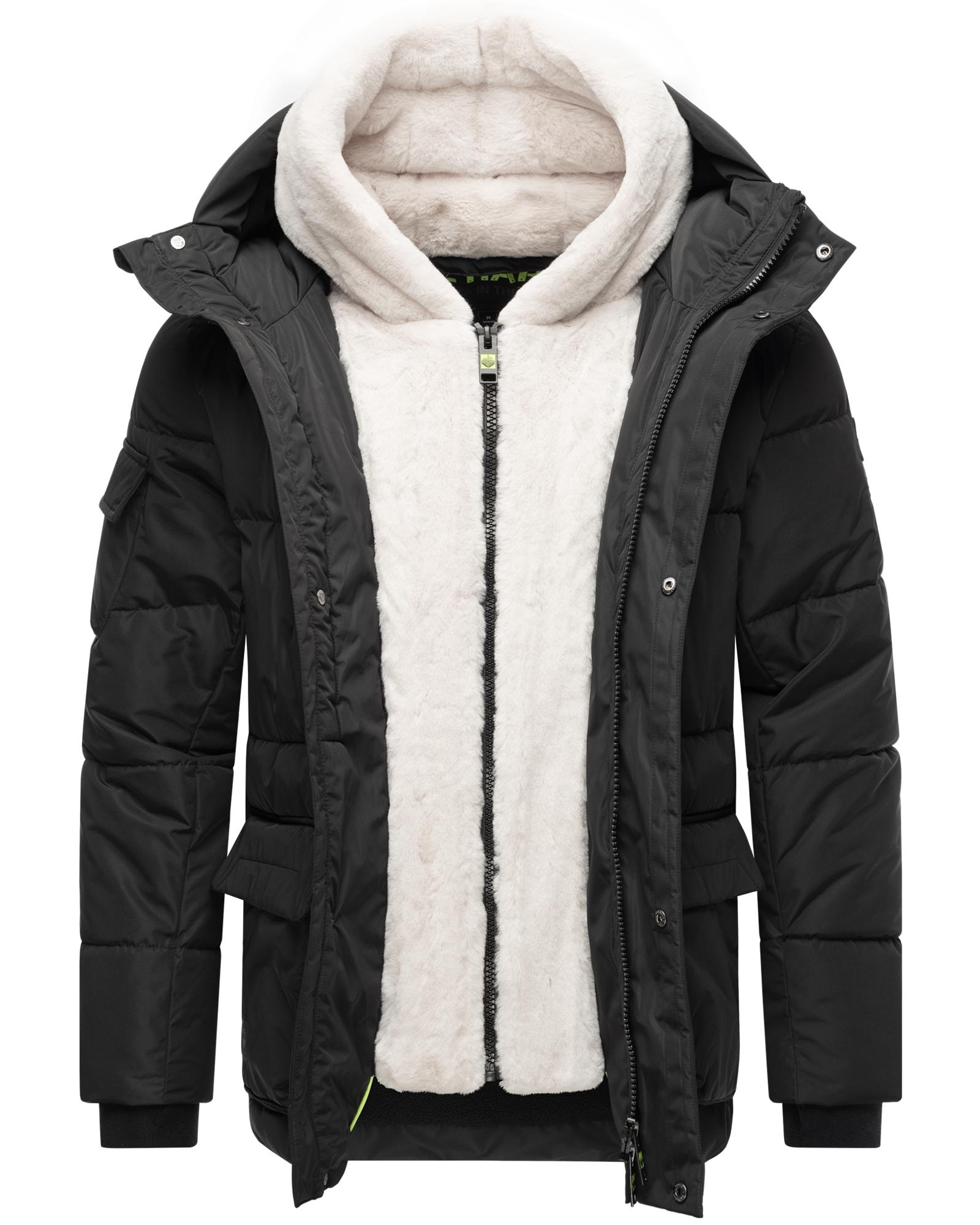 Stone Harbour Winterjacke »Lauroo XX«, mit Kapuze, urbane Herren Steppjacke mit kuscheligem Kunstpelz-Kragen