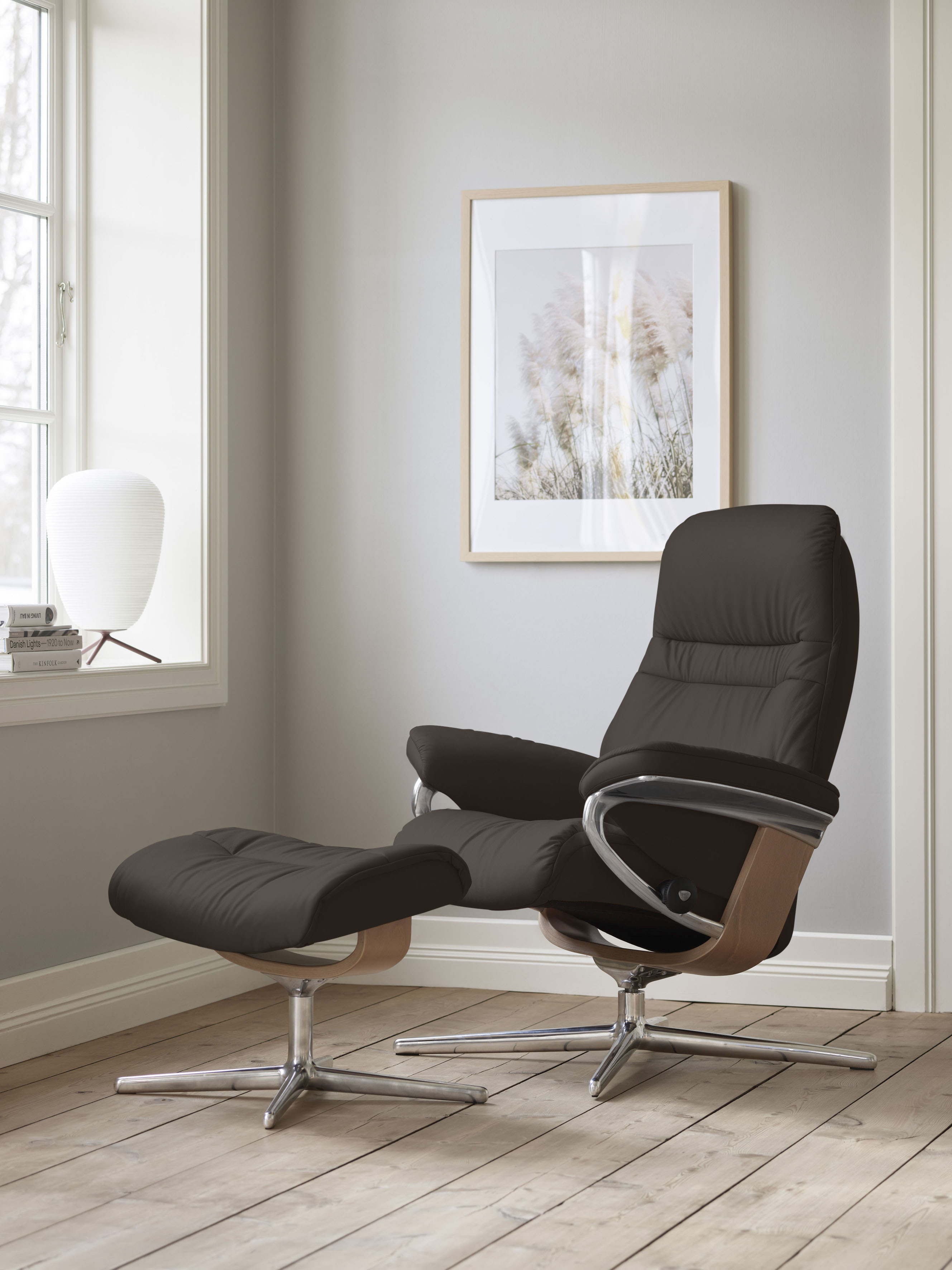 Stressless Relaxsessel "Sunrise" mit Cross Base, Größe S, M & L, Holzakzent Eiche
