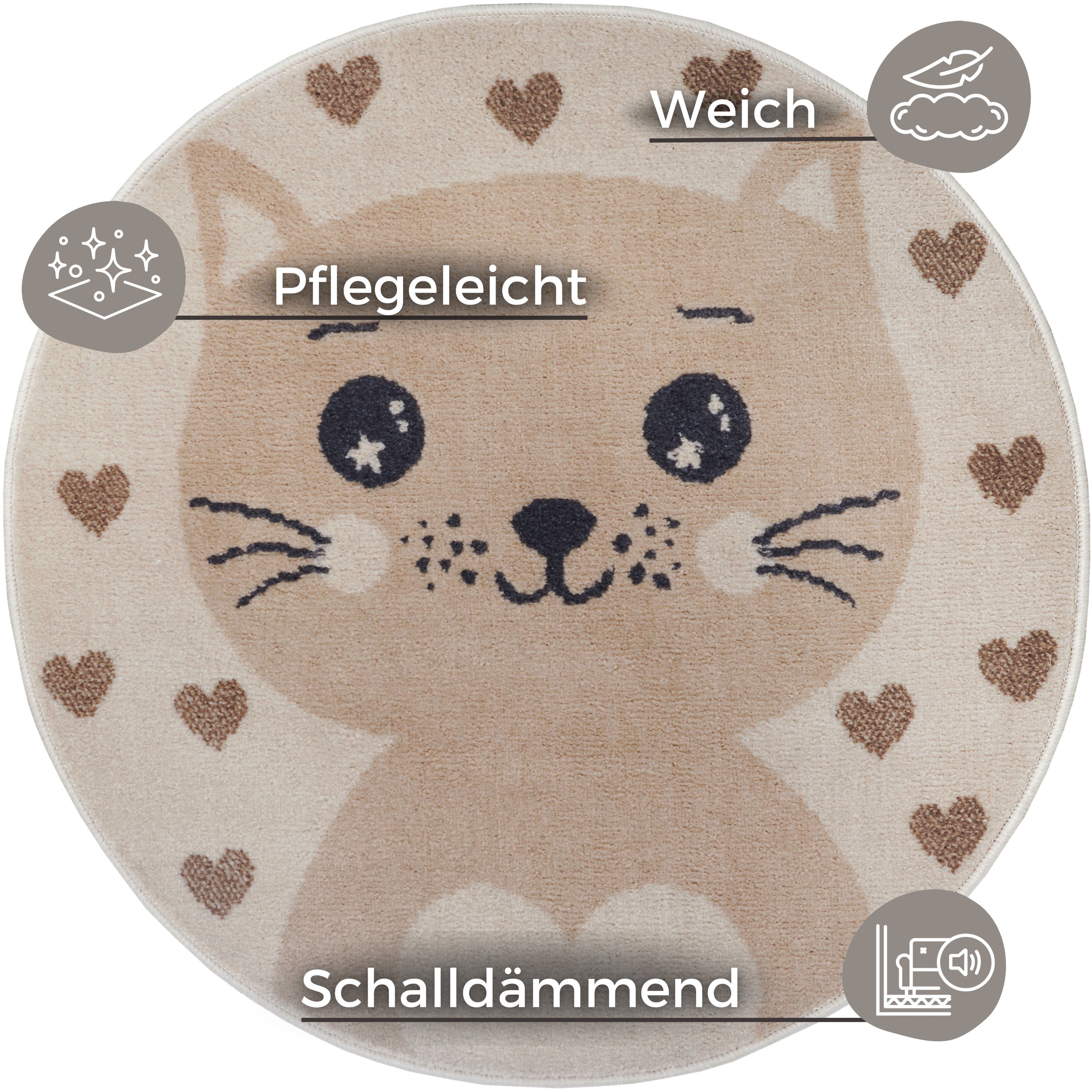 HANSE Home Kinderteppich "Adventures Cat" rund 8 mm Höhe Spielteppich, fest günstig online kaufen