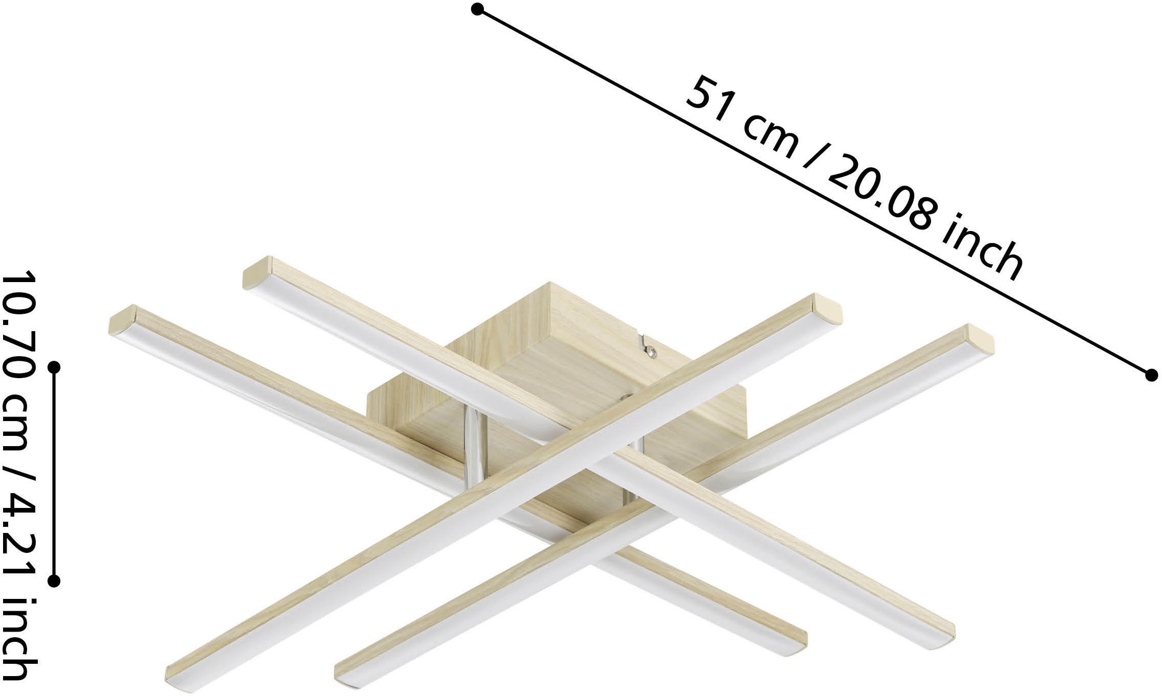 EGLO LED Deckenleuchte »LASANA 4 Wand- / Deckenlampe - Stahl, Alu - LED - 20,5W - IP20« LED-Modul 1 Stk. Warmweiß