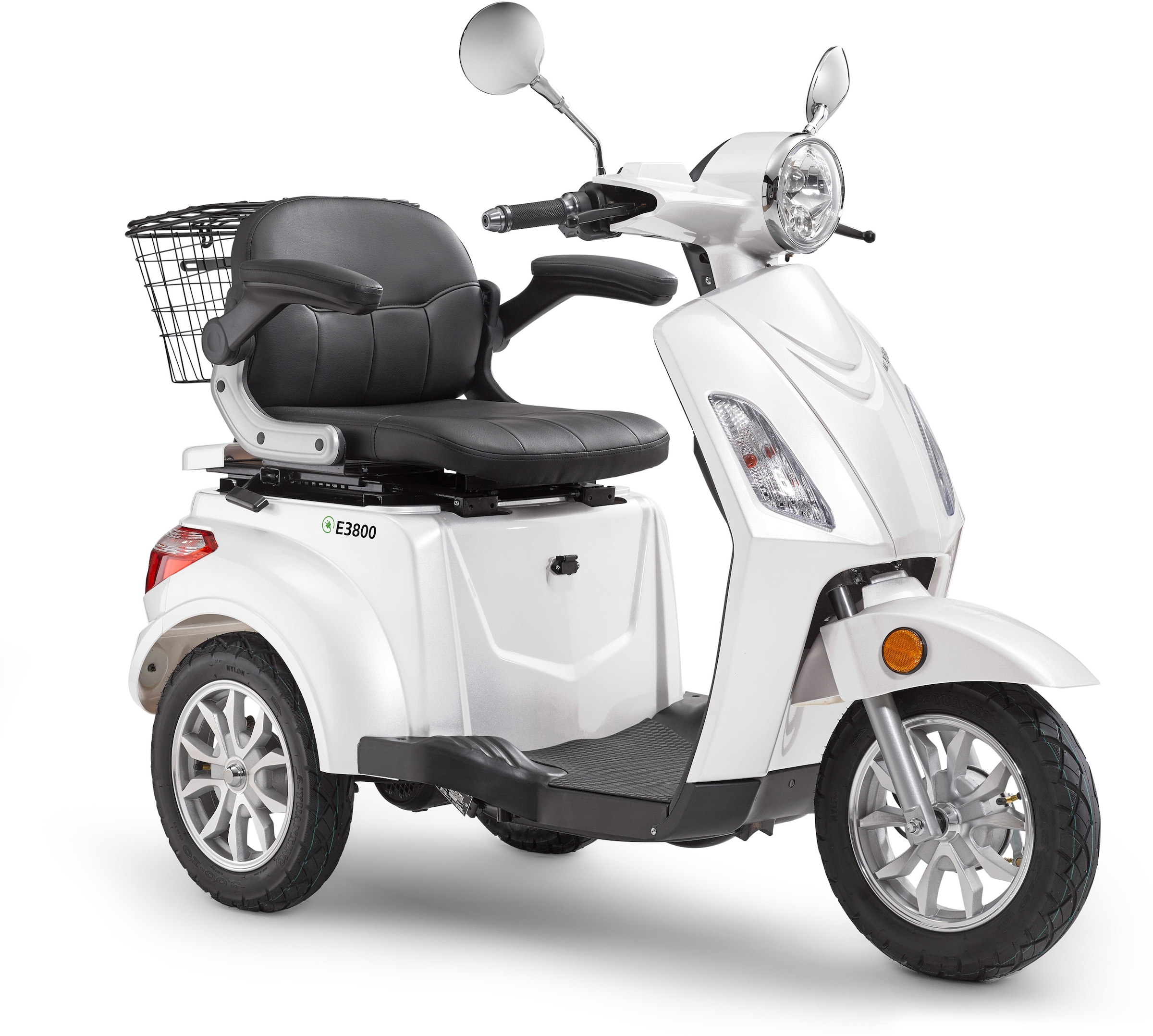 LUXXON Elektromobil "E3800", B:68cm H:111cm L:155cm, weiß, Elektromobile, bis zu 65 km Reichweite, Elektro Dreirad, Seniorenmobil
