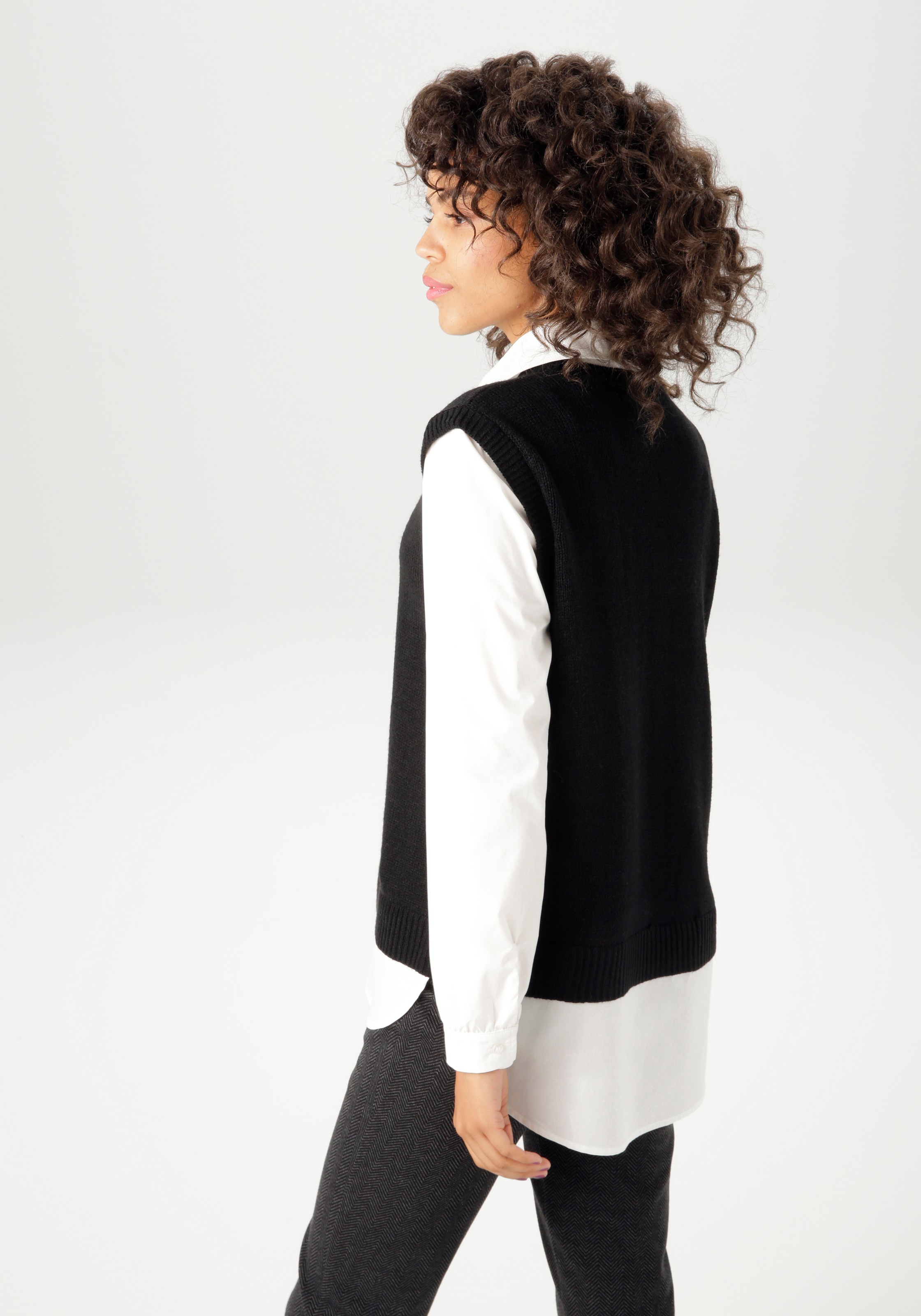 Aniston CASUAL Strickpullover mit Bluseneinsatz günstig online kaufen