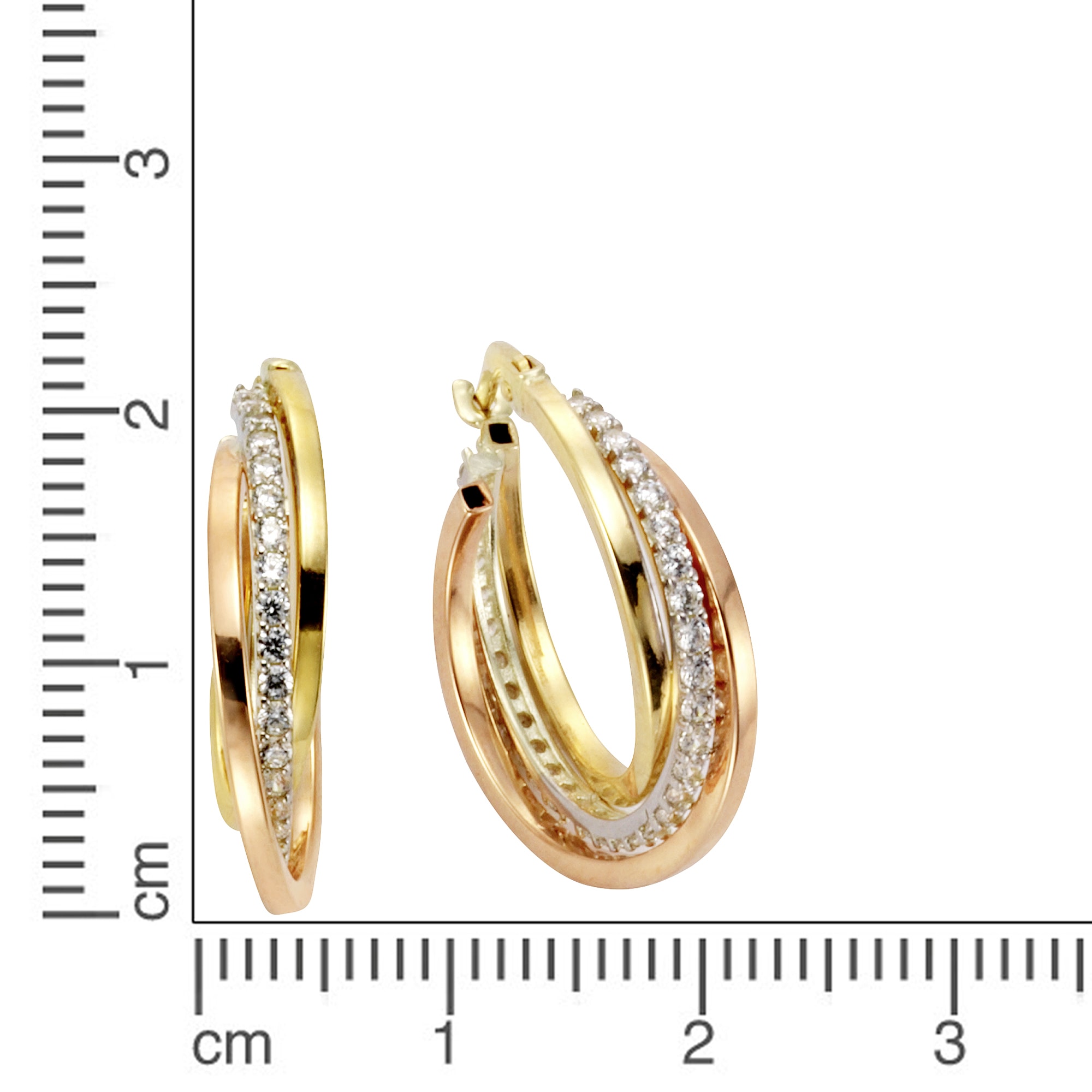 Fascination by Ellen K. Paar Creolen »375/- Gelbgold 3-farbig Zirkonia«