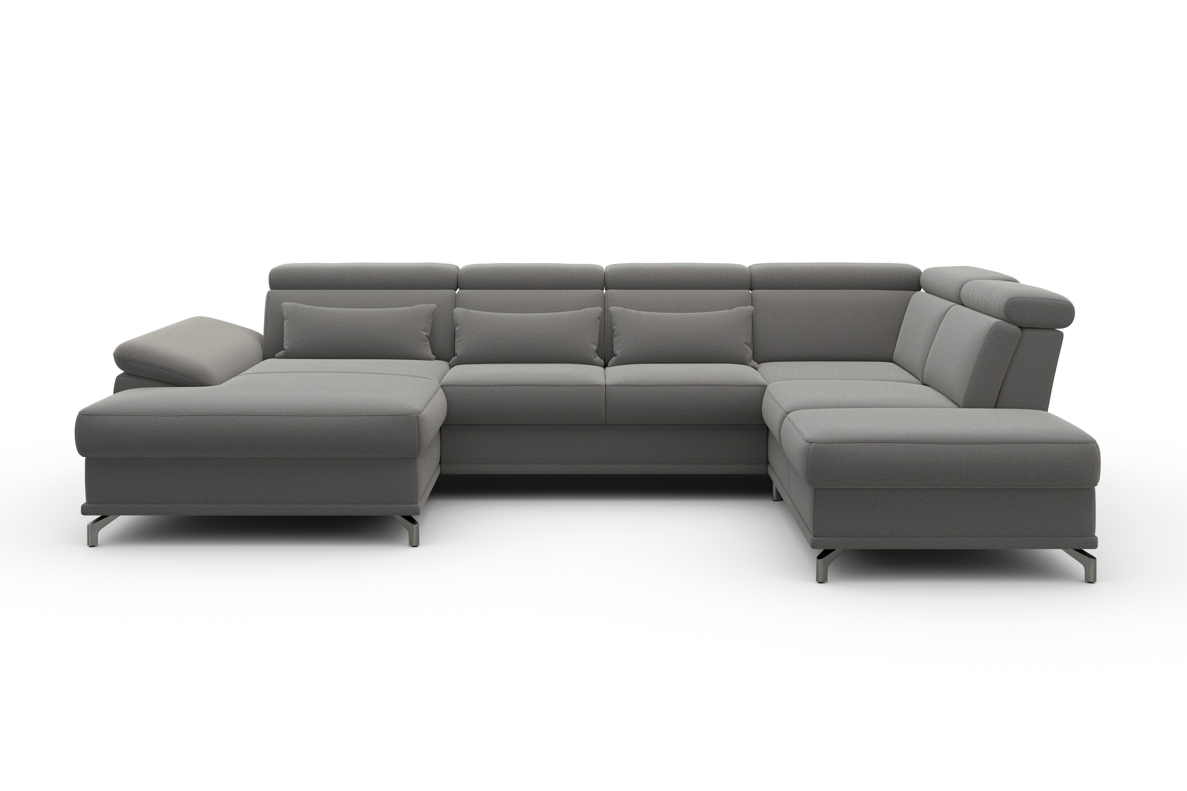 sit&more Wohnlandschaft »Cabrio U-Form, mit Sitztiefenverstellung, Arm- und Kopfteilverstellung«, 3 Nierenkissen, Federkern, optional Bettfunktion und Stauraum