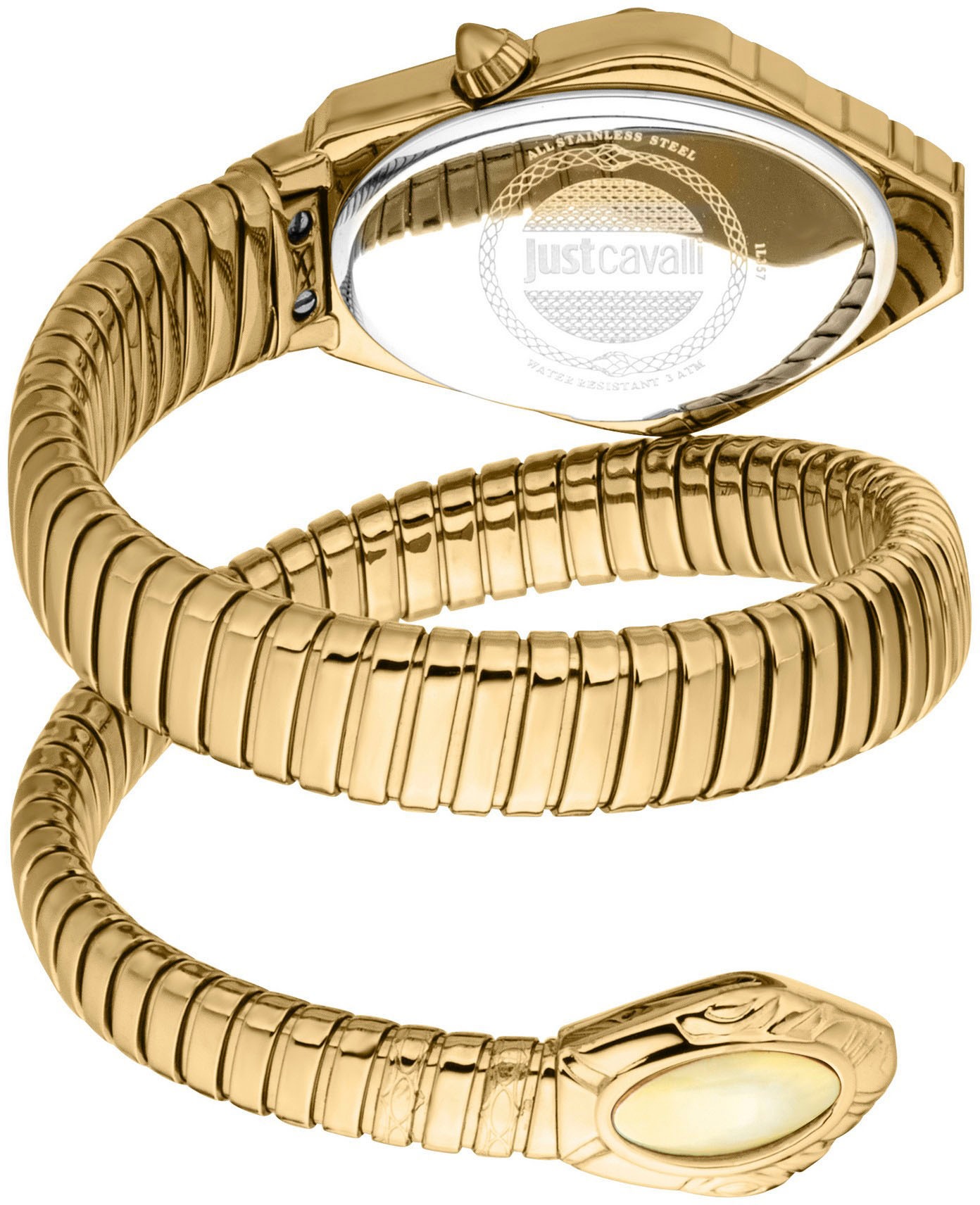 Just Cavalli Time Quarzuhr »Signature Snake«, Armbanduhr, Damenuhr, Edelstahlarmband, analog, Kristallsteine
