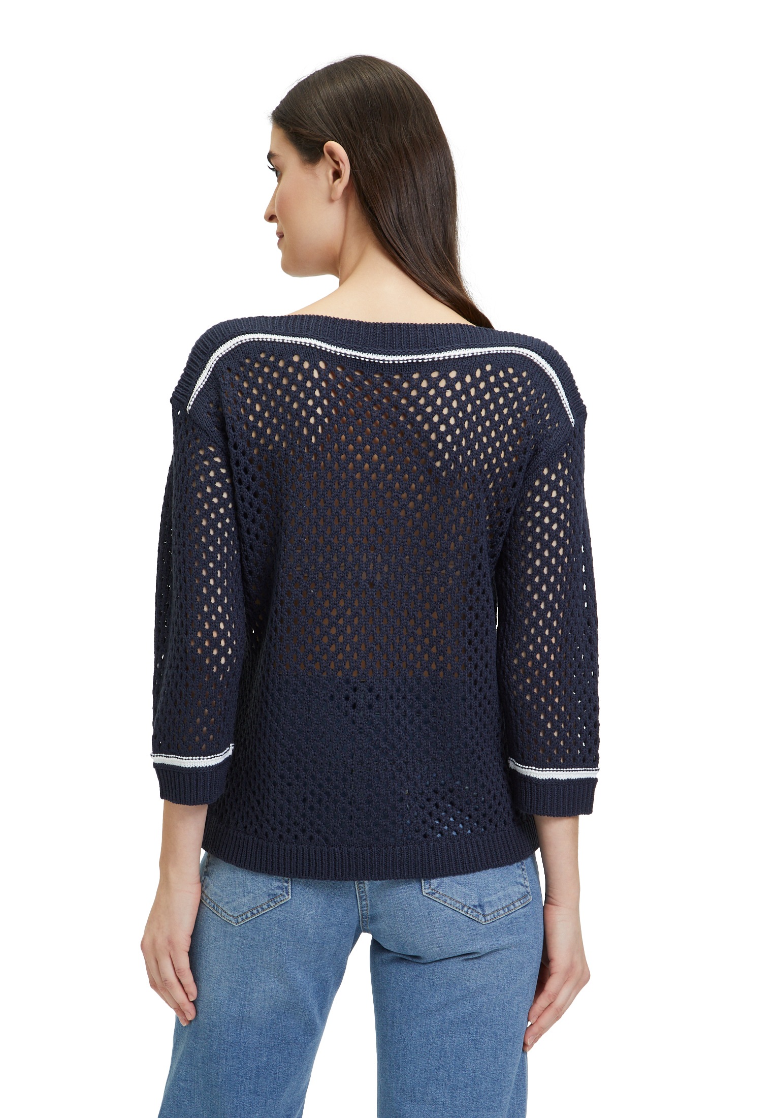 Betty Barclay Strickpullover »Betty Barclay Lochstrick-Pullover mit Strickdetails«, (1 tlg.), Kontraststeppung