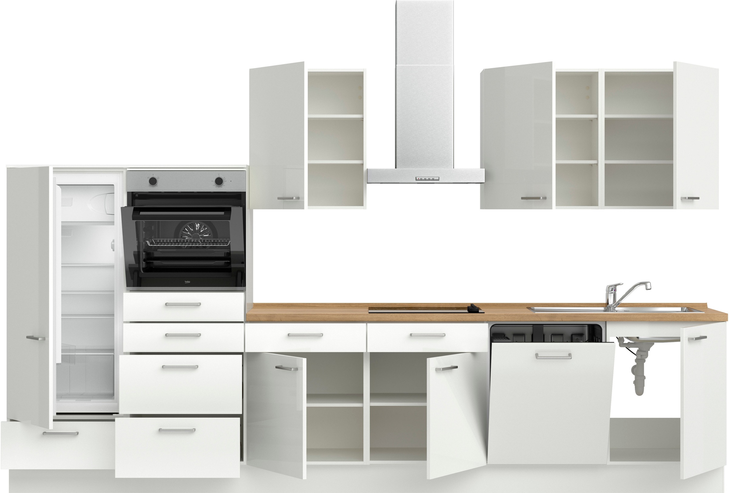 nobilia® Küchenzeile »"Flash I"«, vormontiert, Ausrichtung wählbar, Breite 360 cm, wahlw. mit E-Geräten